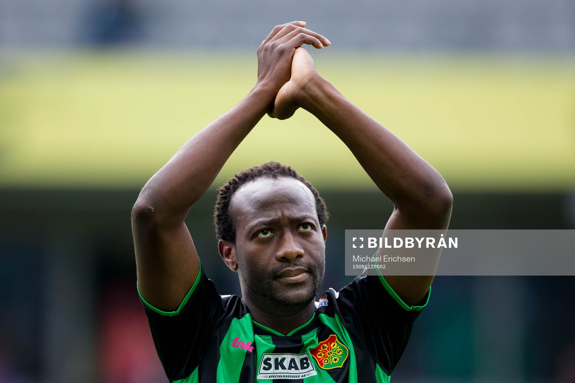GAIS Reuben Ayarna innan fotbollsmatchen i Superettan