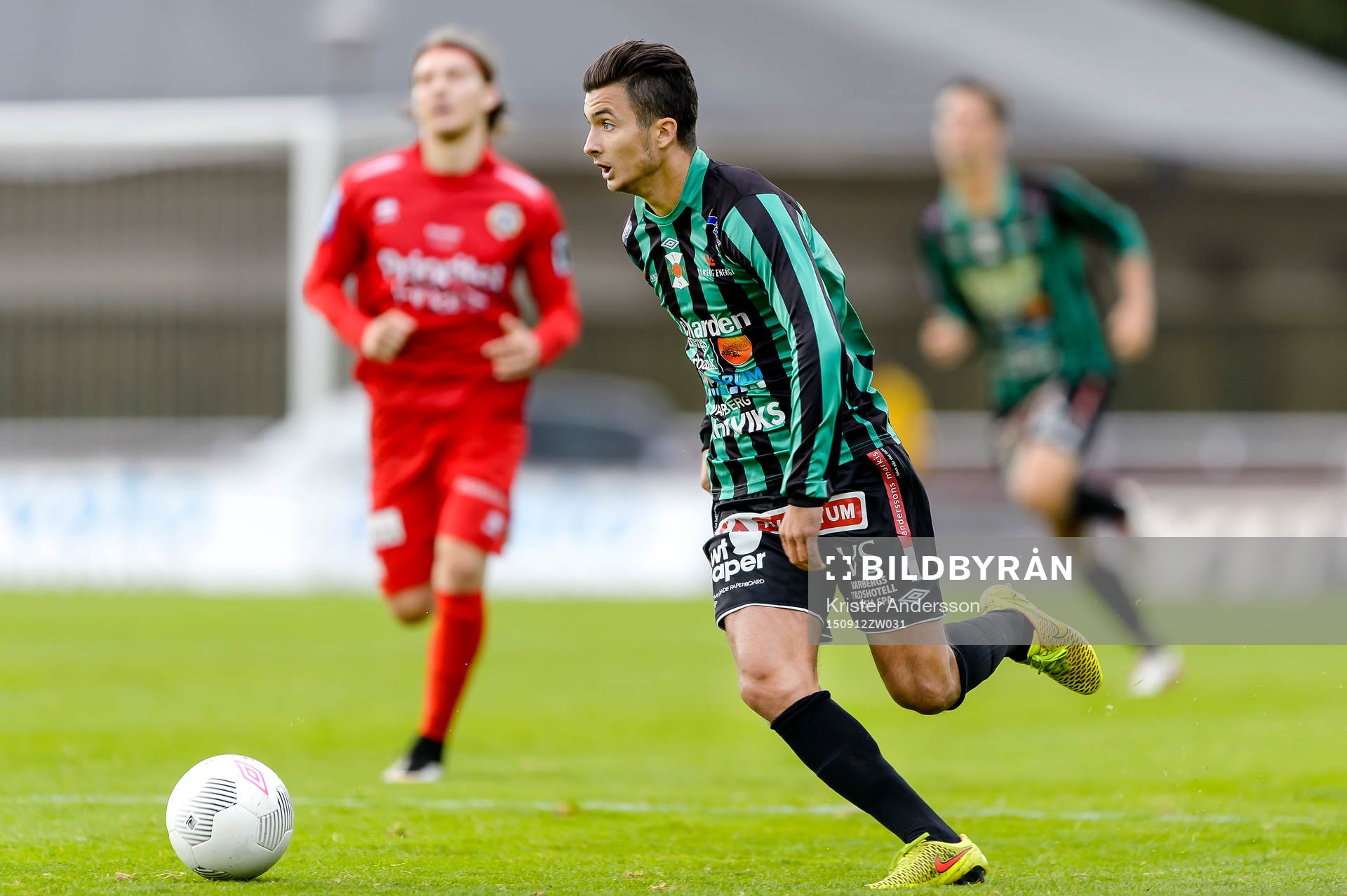 Varbergs Arbios Mzi under fotbollsmatchen i Superettan mellan Varberg och Utsikten den 12 september 2015 i Varberg.