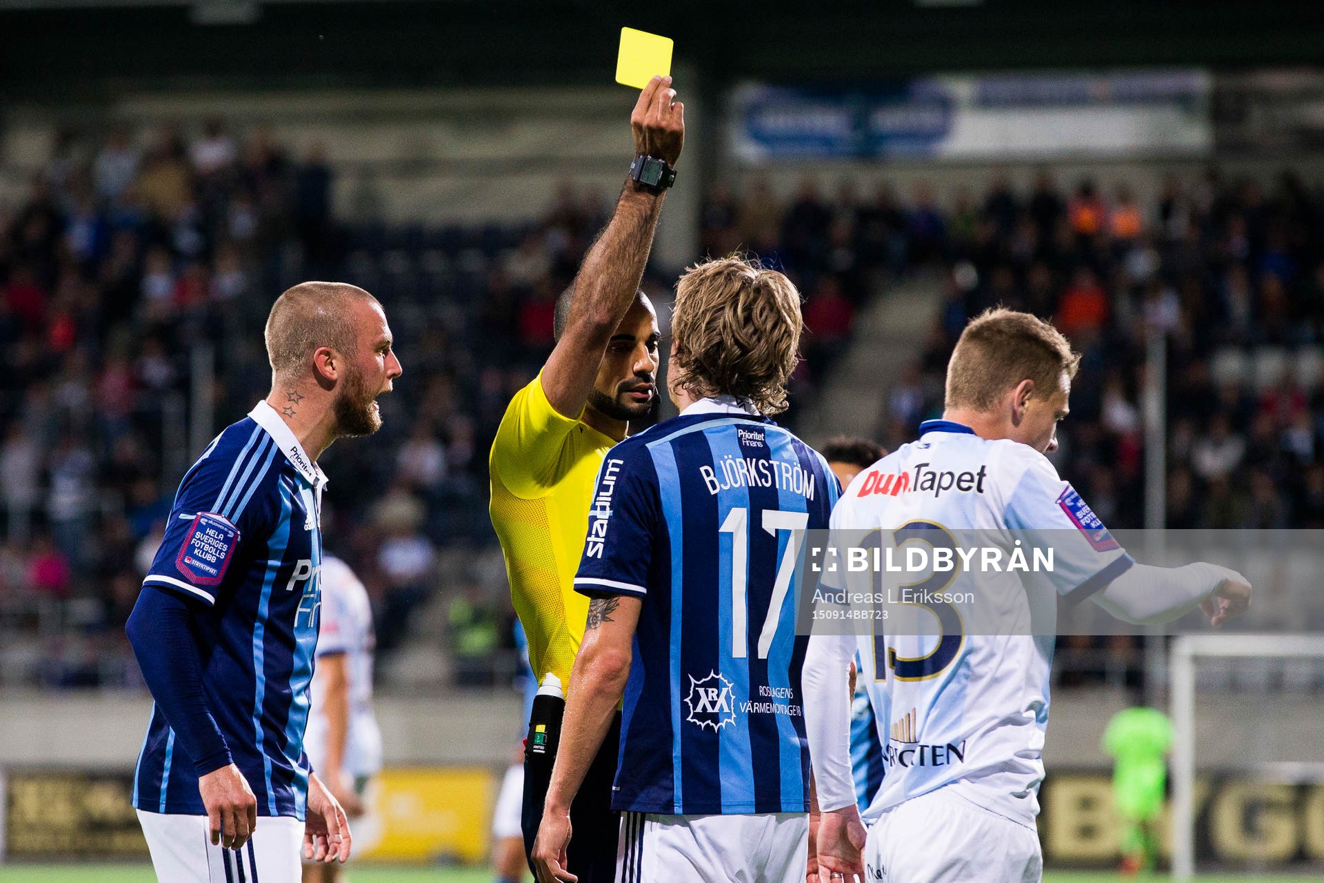 Djurgårdens Alexander Faltsetas reagerar när domare