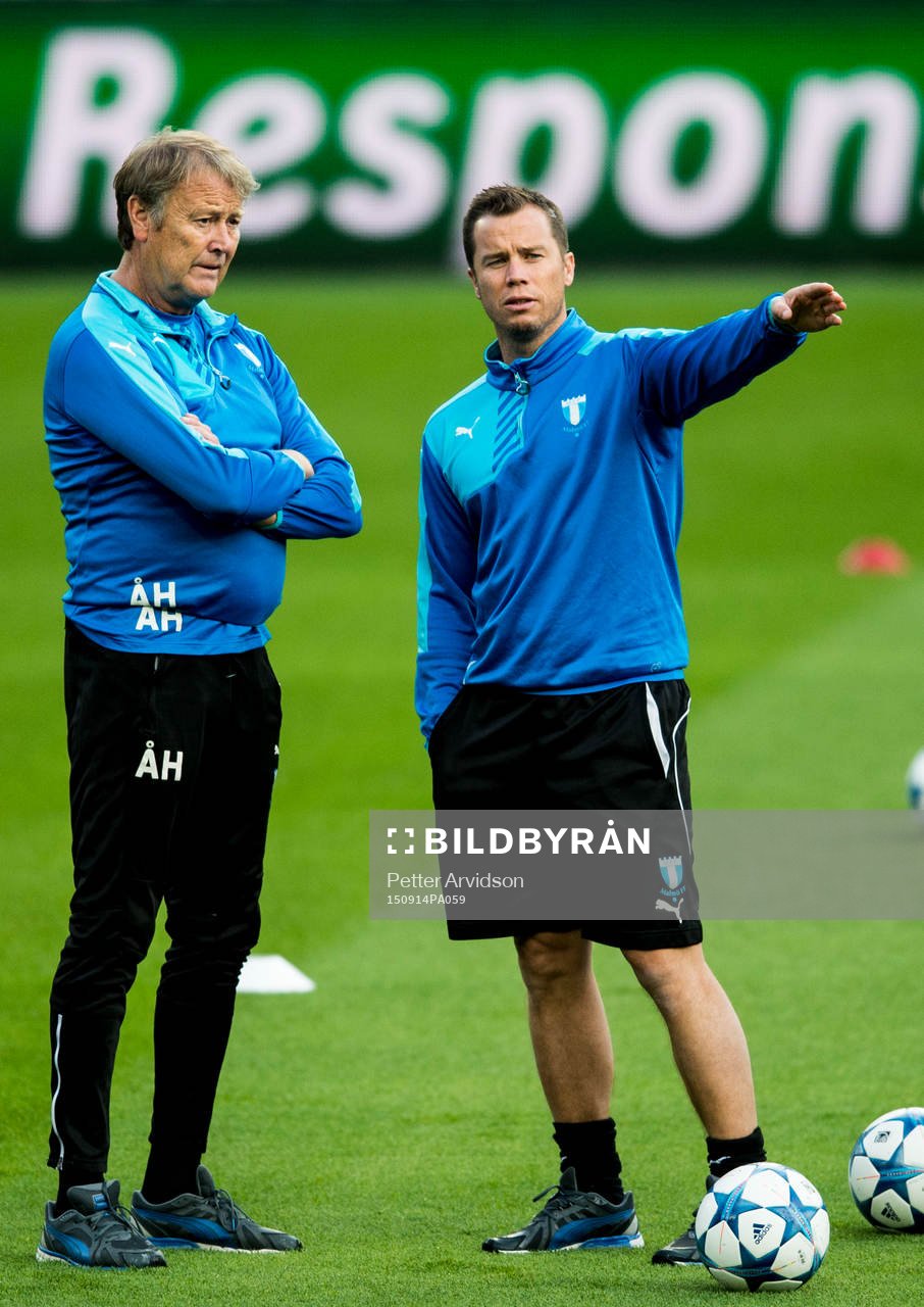 Malmö FFs tränare Åge Hareide och sportchef Daniel