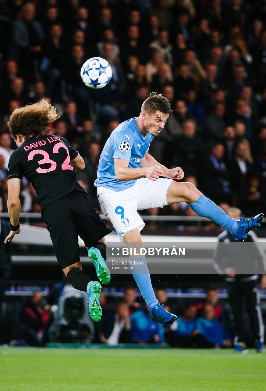 s David Luiz och Malmö FFs Markus Rosenberg