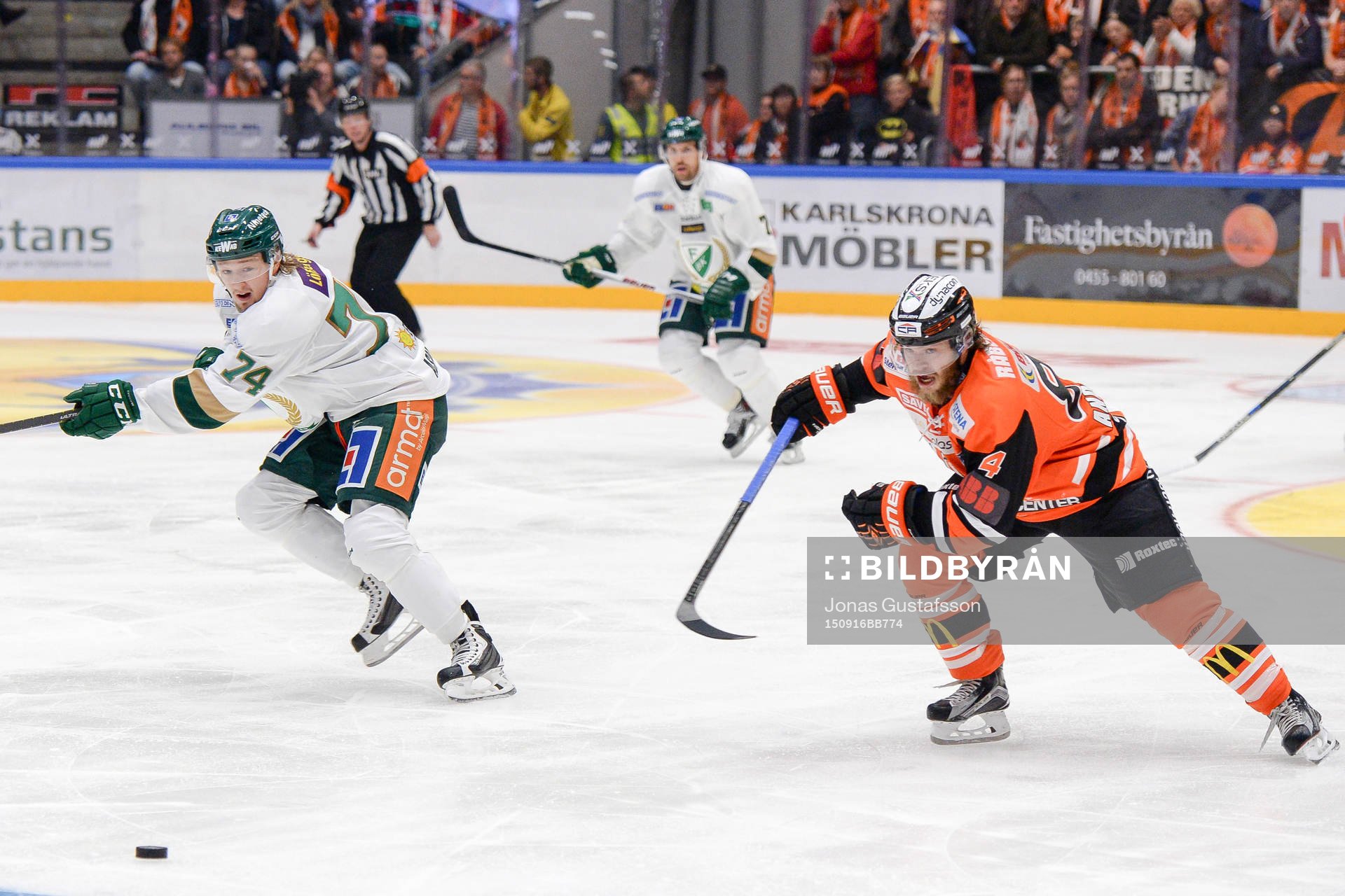 Färjestads Rasmus Asplund och Karlskronas Jimmy Andersson