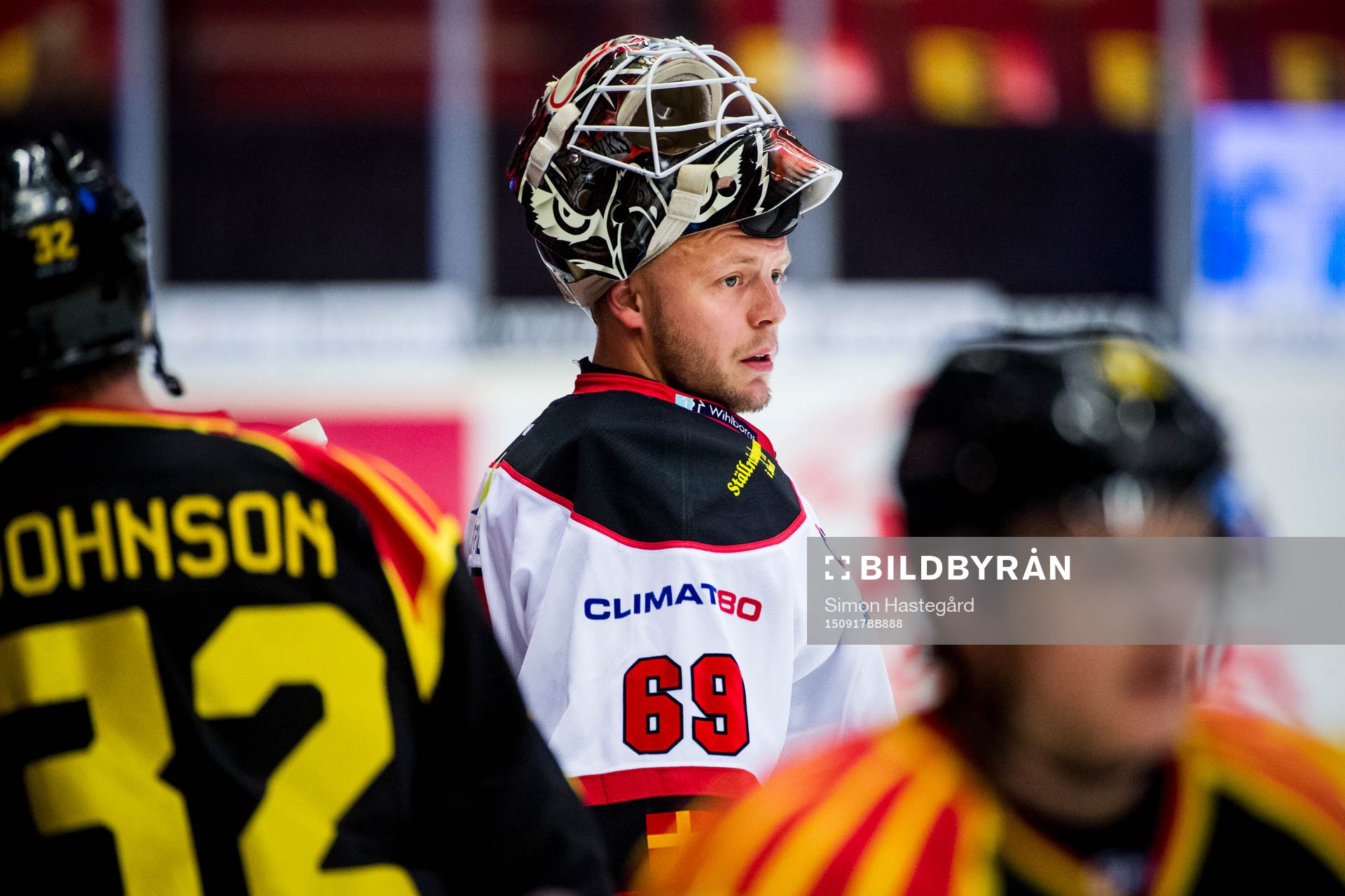 Malmö Redhawks målvakt Oscar Alsenfelt före