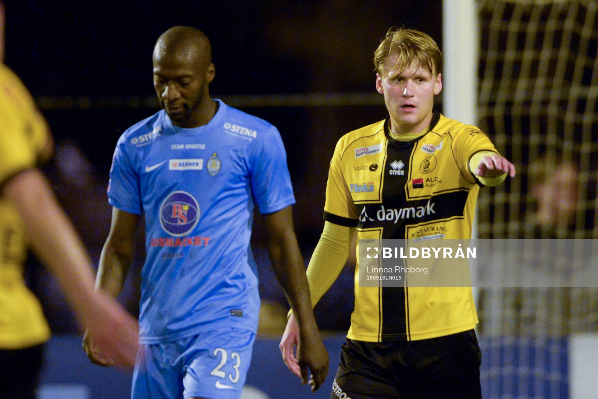 Frejs Adam Gradén under fotbollsmatchen i Superettan mellan IK Frej Täby och Athletic FC United den 18 september 2015.
