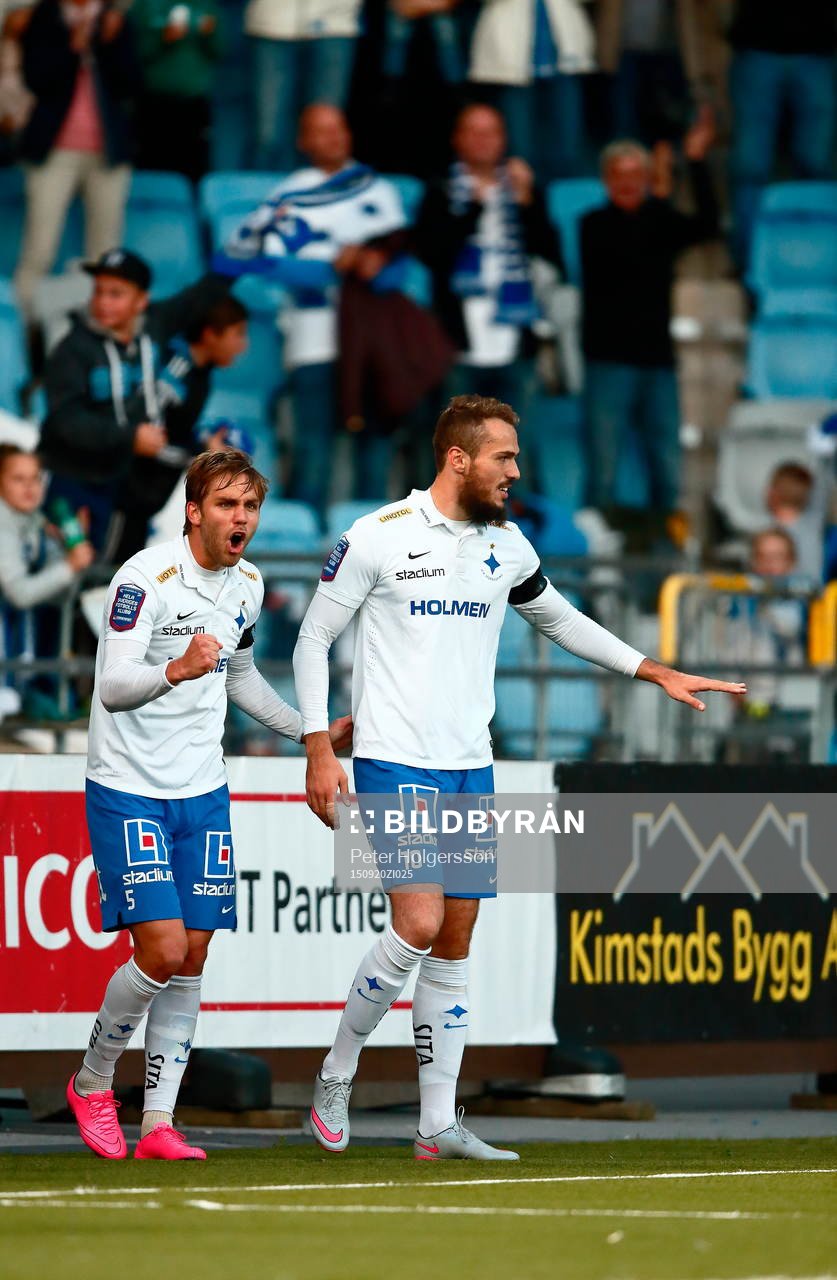 Norrköpings Christoffer Nyman och Emir Kujovic jublar