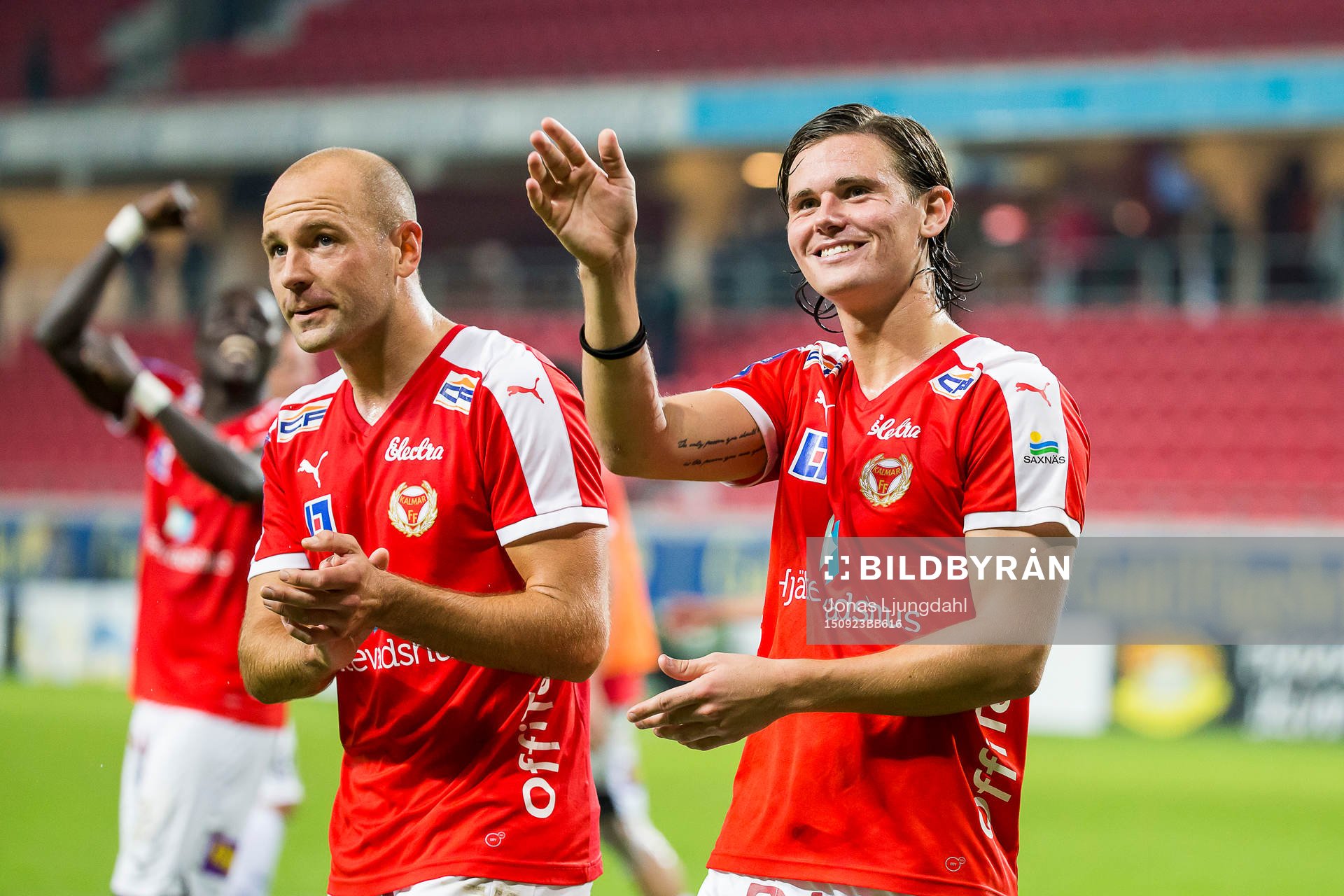 Kalmars Stefan Larsson och Marcus Antonsson jublar