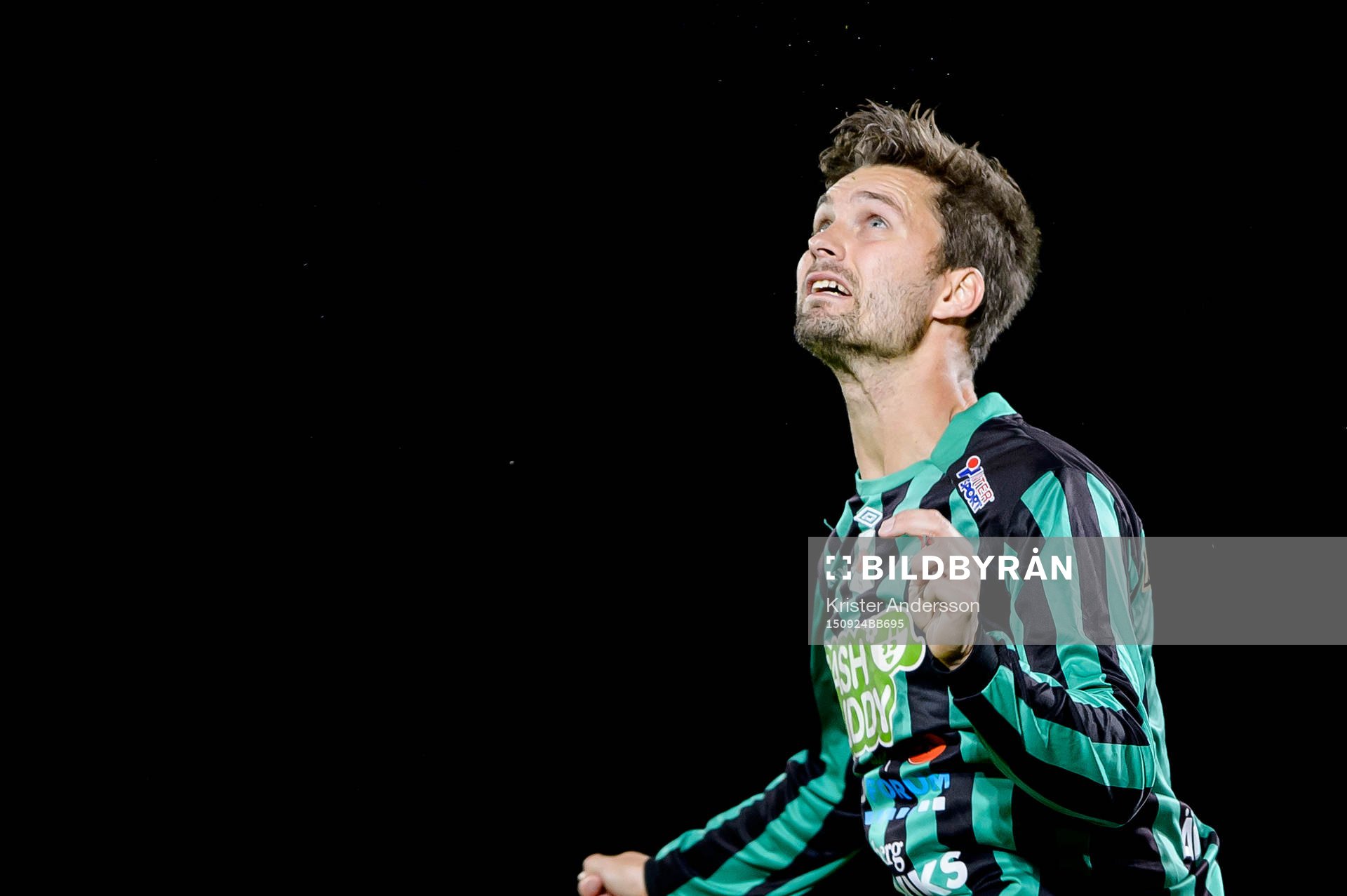 Varbergs Peter Nyström under fotbollsmatchen i Superettan mellan Varberg och Värnamo den 24 september 2015 i Varberg.