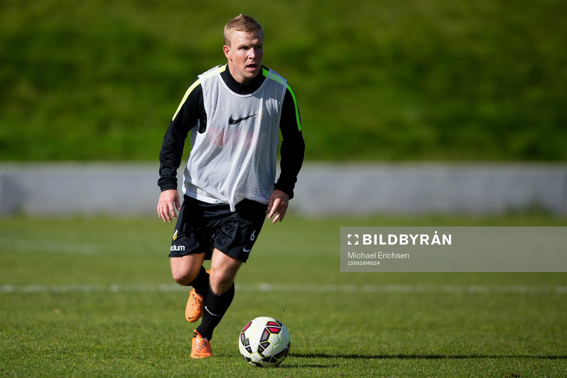 Häckens David Frölund under en fotbollsträning med Häcken den 26 september 2015 i Göteborg.