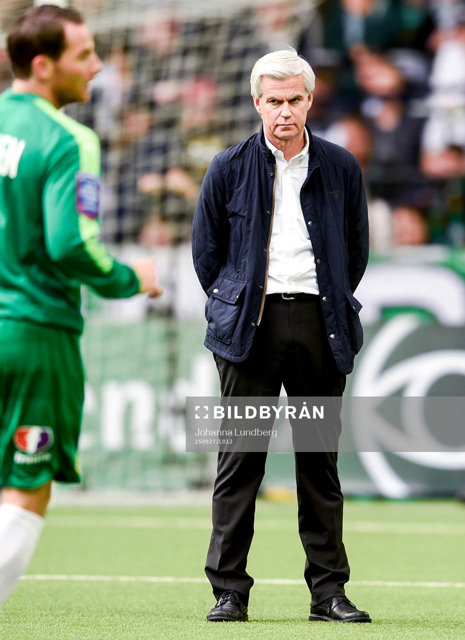 Hammarbys tränare Nanne Bergstrand före fotbollsmatchen i