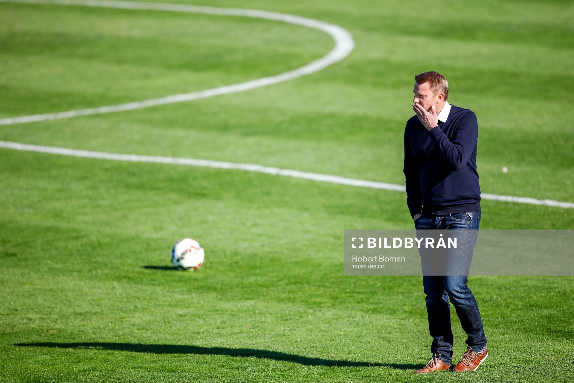 Falkenbergs tränare Hans Eklund före fotbollsmatchen i