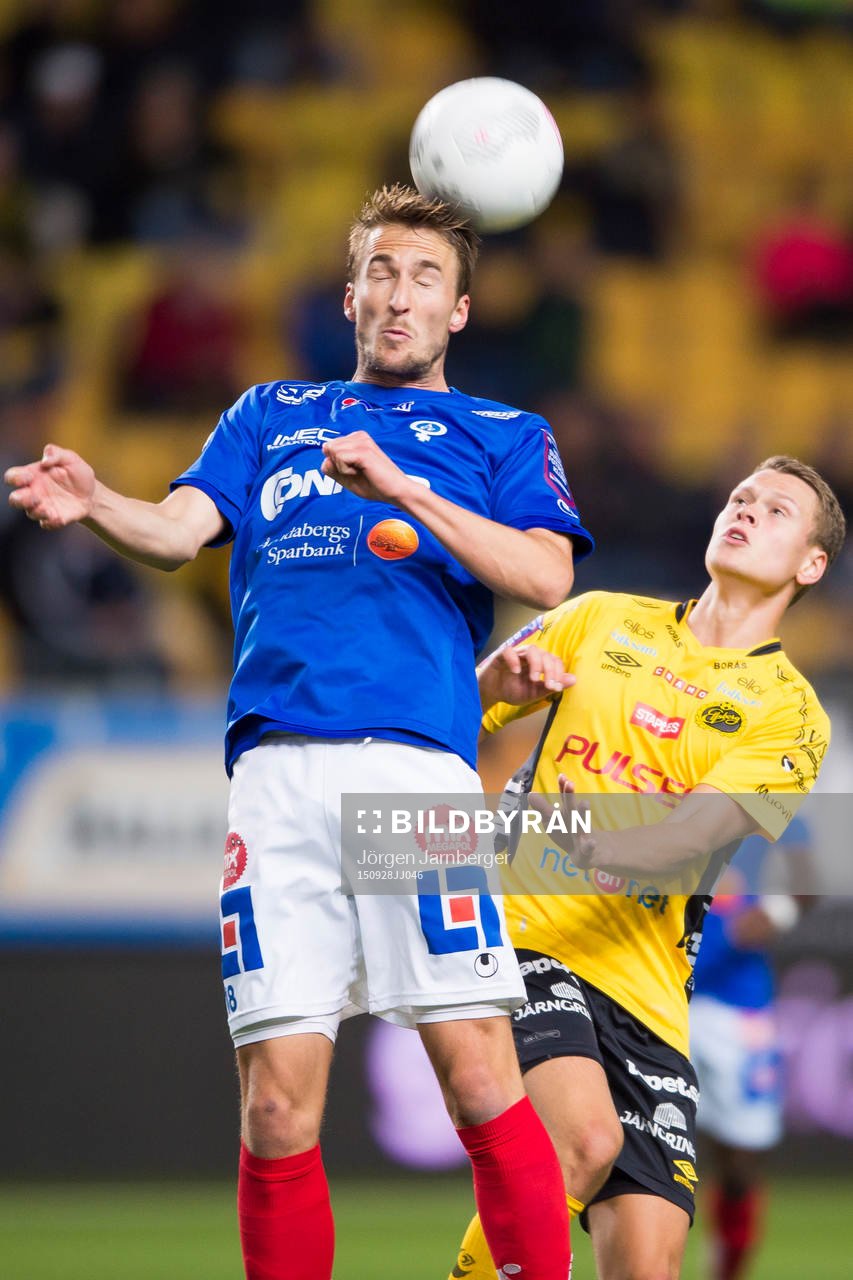 Åtvidabergs Tor Öyvind Hovda  under en fotbollsmatch i Allsvenskan mellan Elfsborg och Åtvidaberg den 28 september 2015 i Borås.