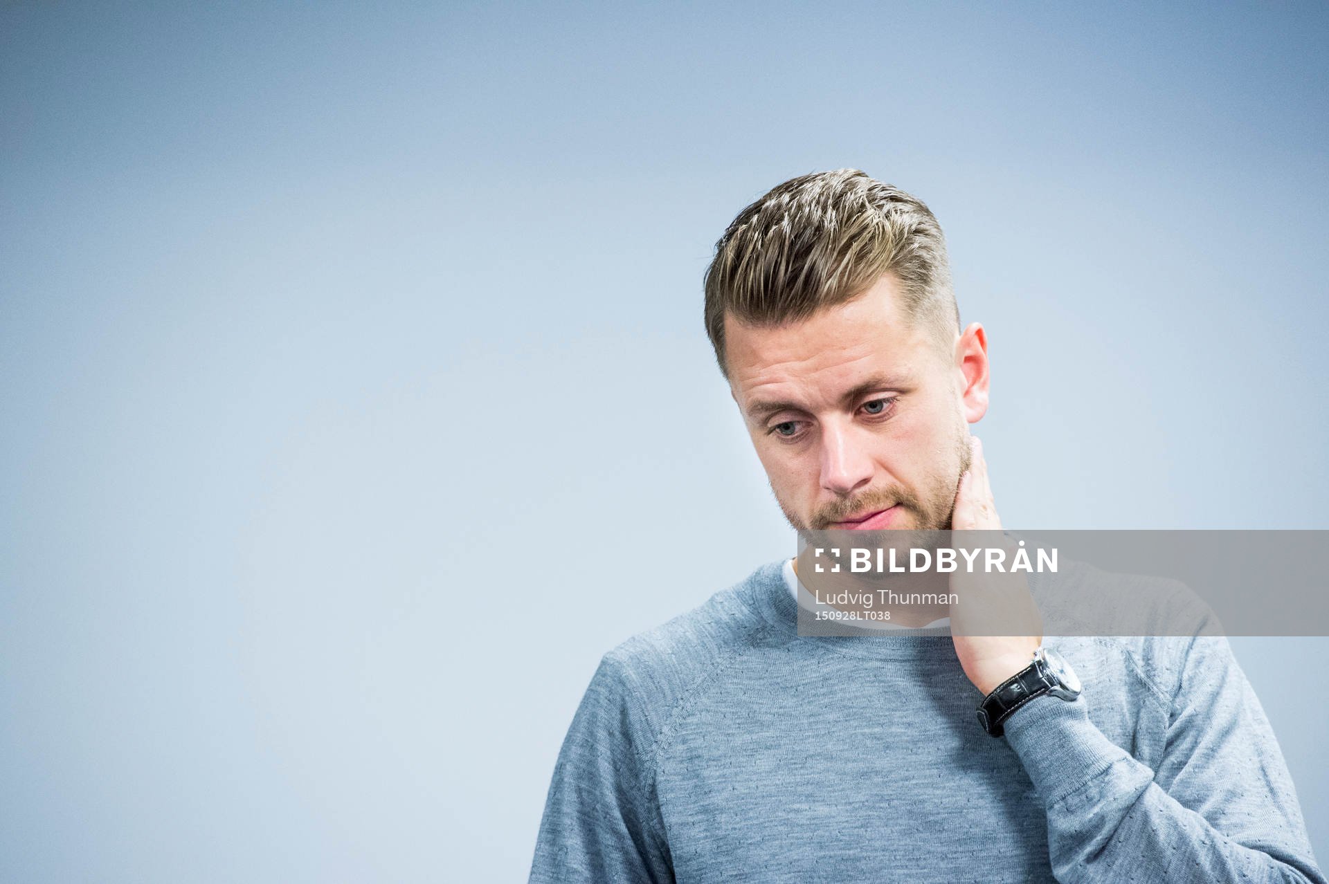 Malmös Kari Arnarson intervjuas under en pressträff den 28 september 2015 i Malmö. 