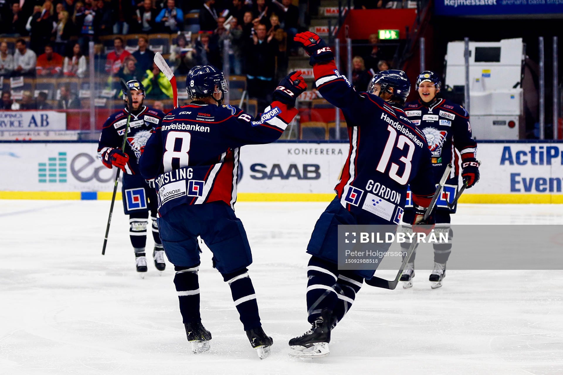 Linköpings Gustav Forsling och Andrew Gordon jublar