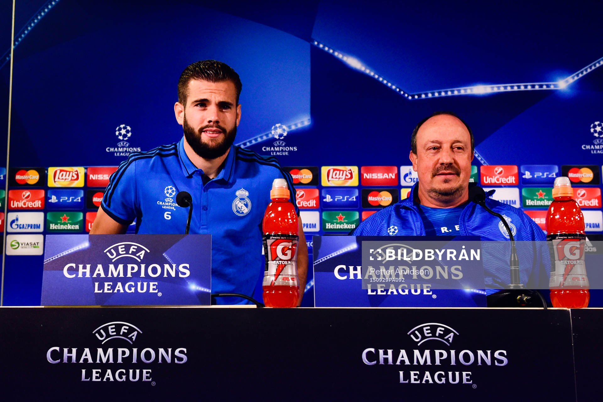 Real Madrids Nacho Monreal och tränare Rafa Benítez