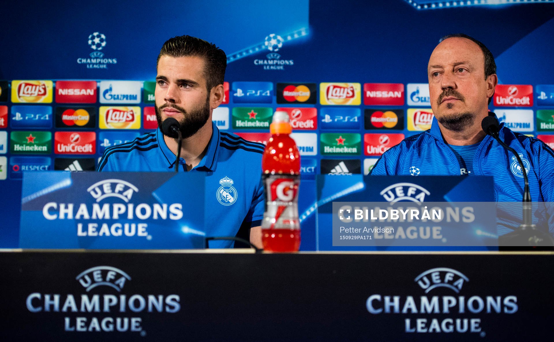 Real Madrids Nacho Monreal och tränare Rafa Benítez
