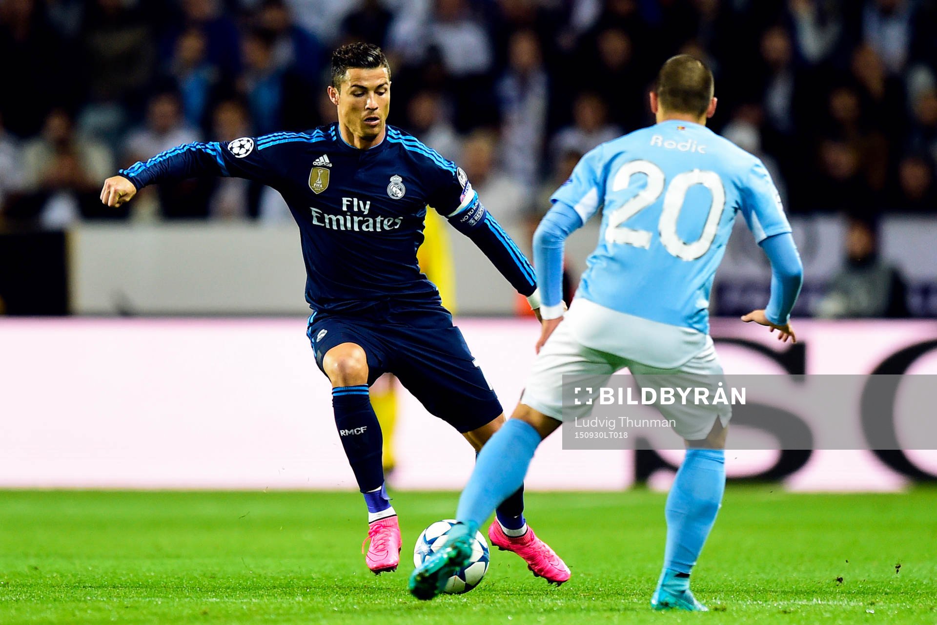 Real Madrids Cristiano Ronaldo och Malmö FFs Vladimir Rodic
