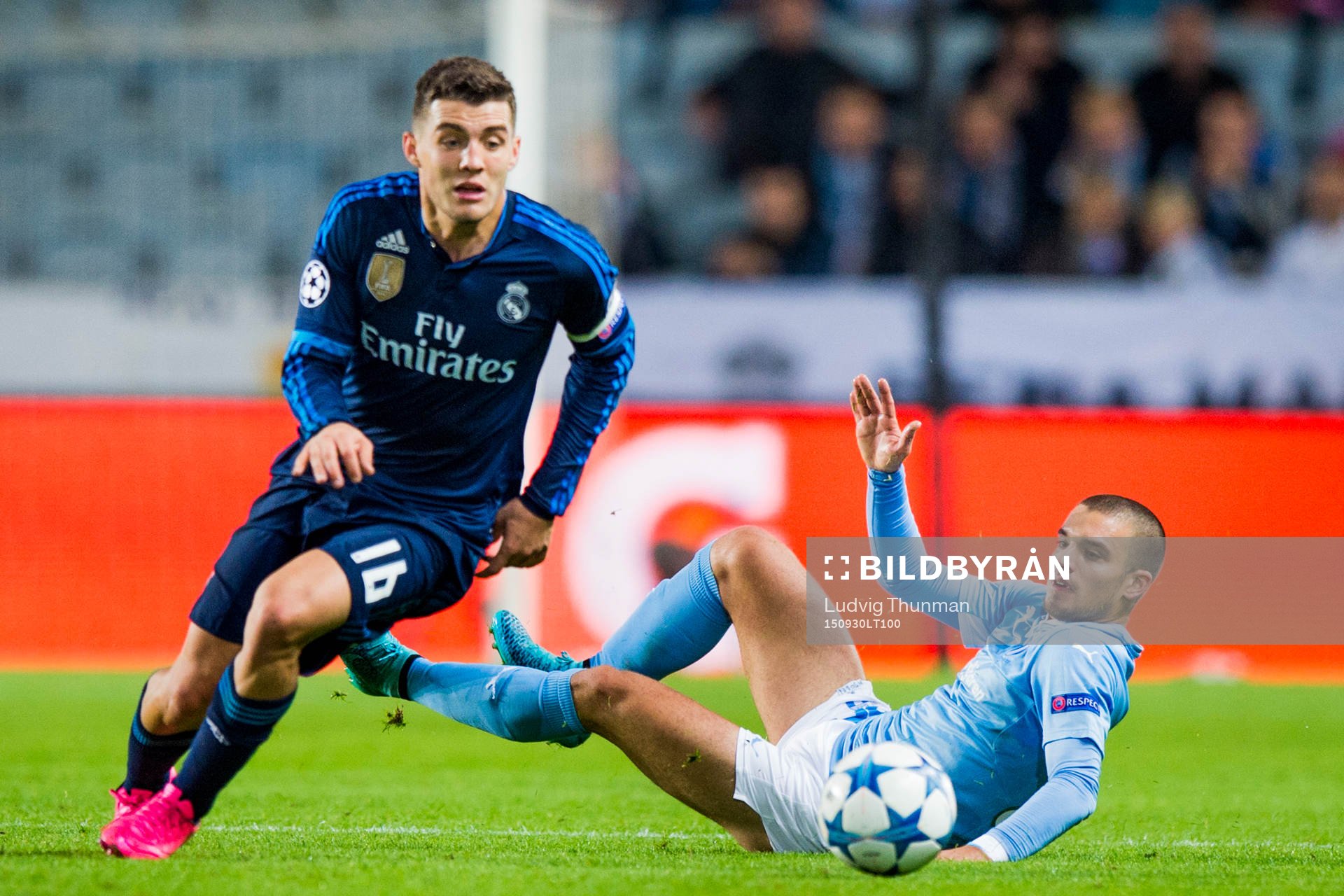 Real Madrids Mateo Kovacic och Malmö FF Vladimir Rodic