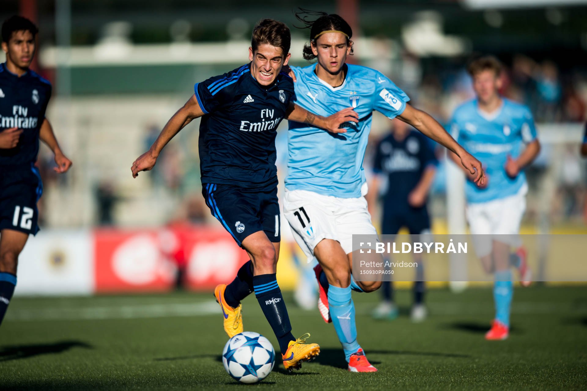 Real Madrids Alejandro Salto ikamp med Malmö FFs Emin