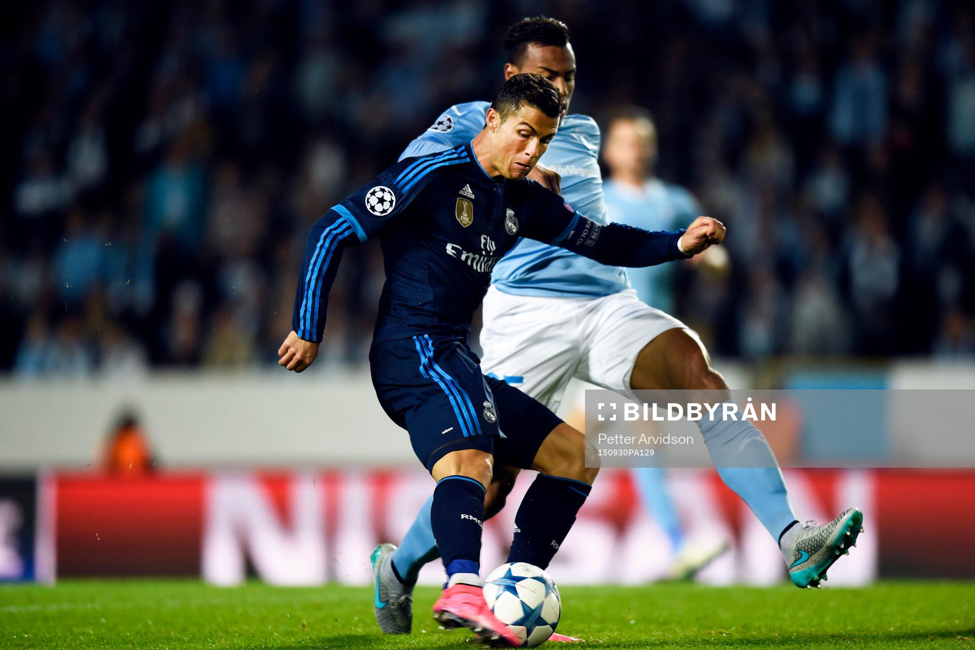 Real Madrids Cristiano Ronaldo och Malmö FFs Luis Felipe