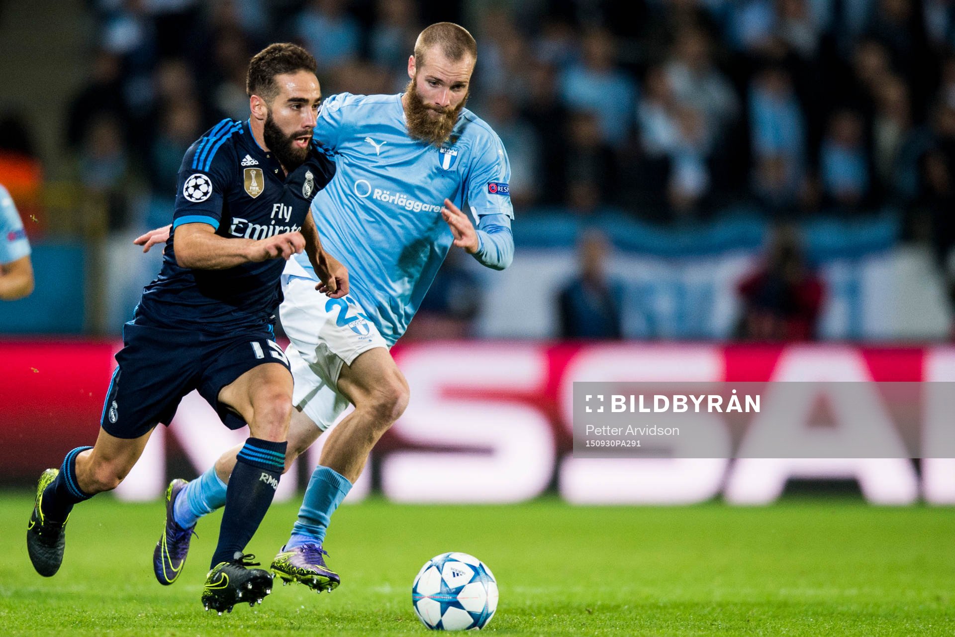Real Madrids Daniel Carvajal Ramos och Malmö FFs Jo Inge