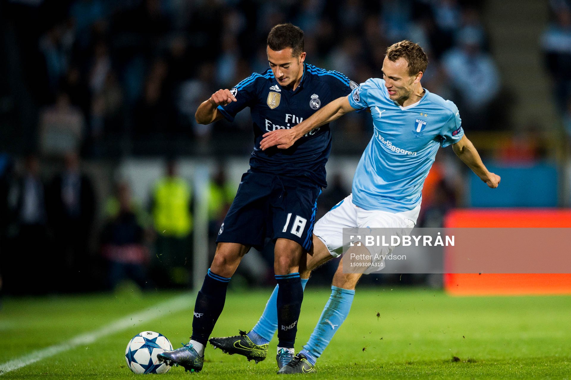 Real Madrids Lucas Vázquez och Malmö FFs Magnus Wolff