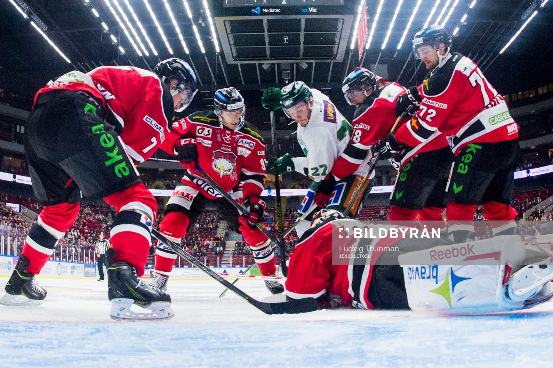 Malmö Redhawks målvakt Jonas Gunnarsson, Nils Andersson,