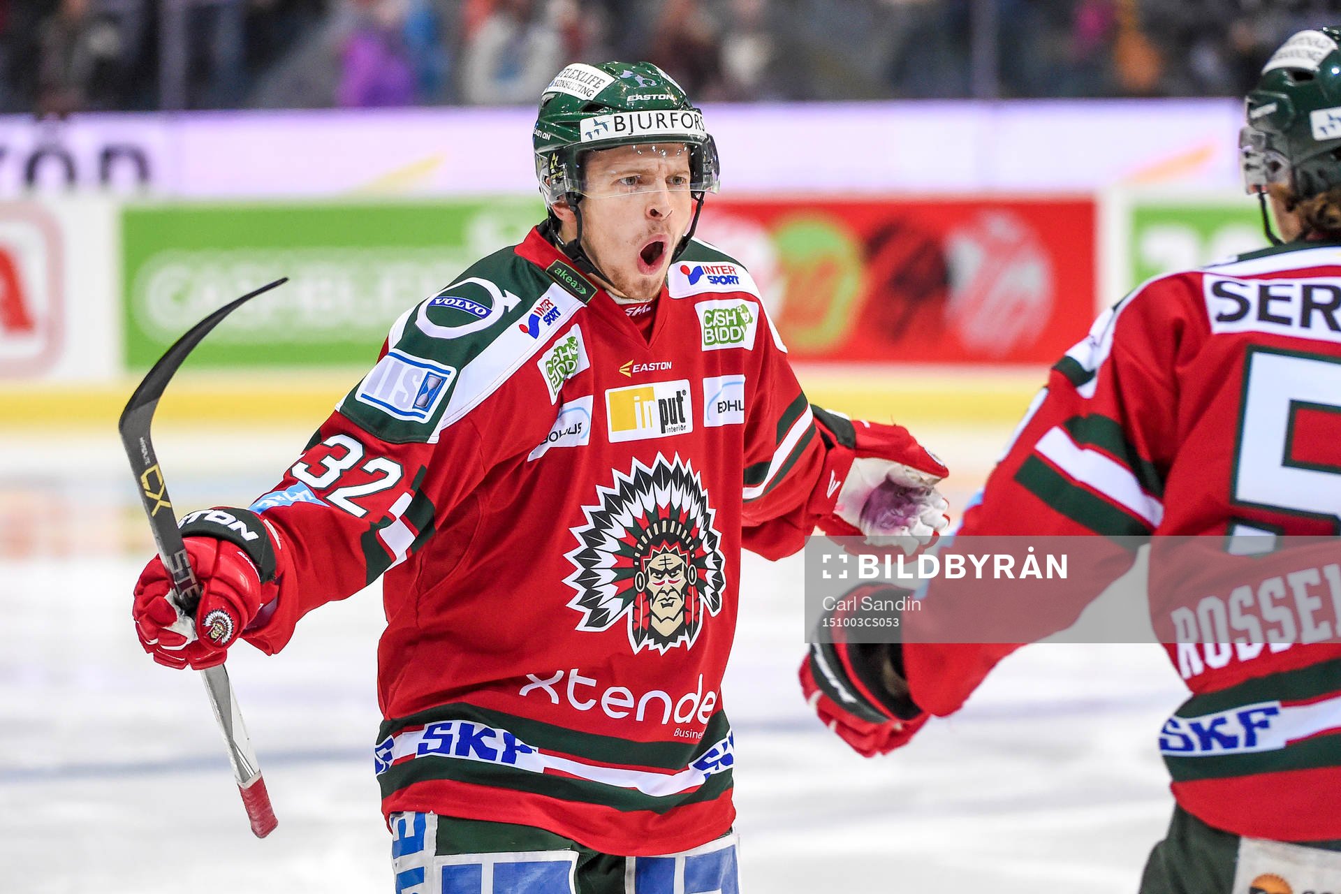 Frölundas Lukas Bengtsson firar 1-0 målet