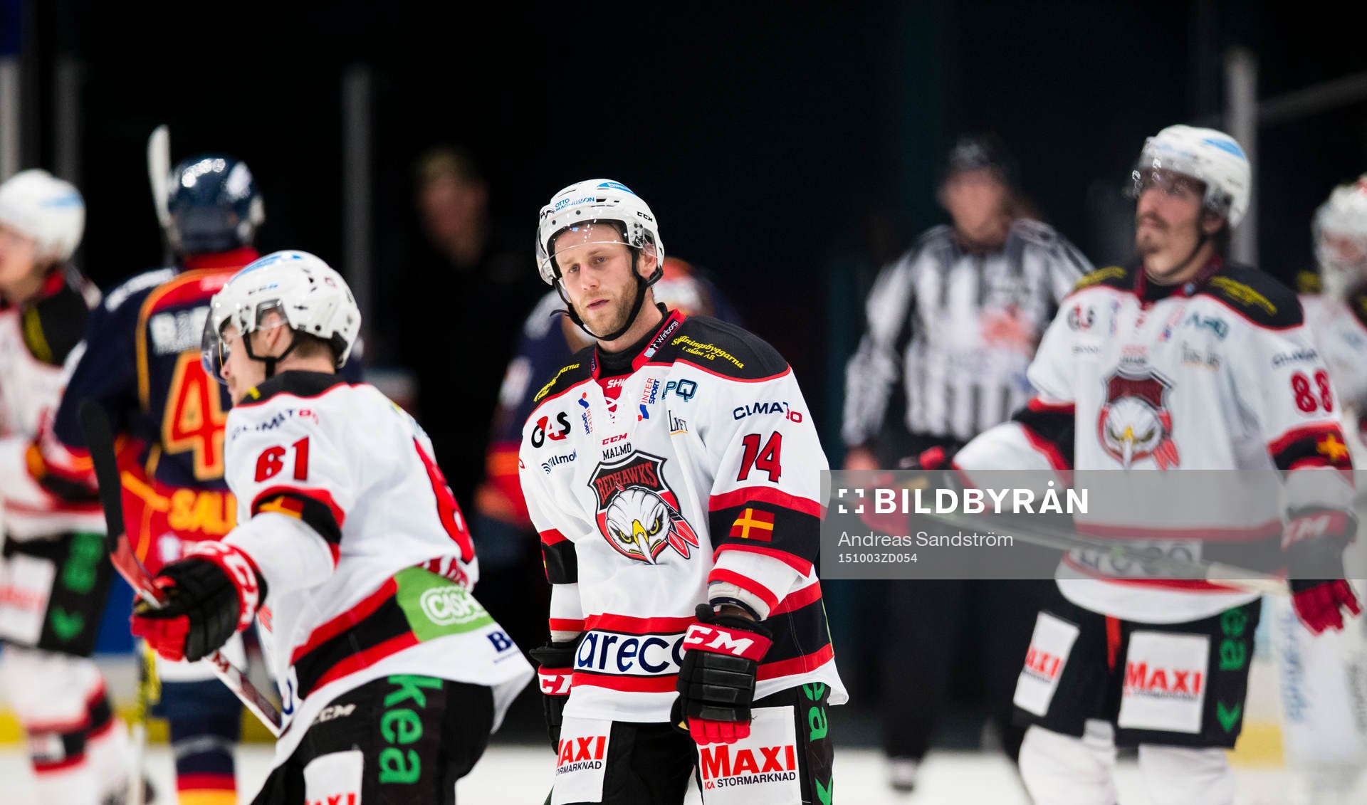 Malmö Redhawks Derek Meech (m), Nicklas Jadeland (v) och