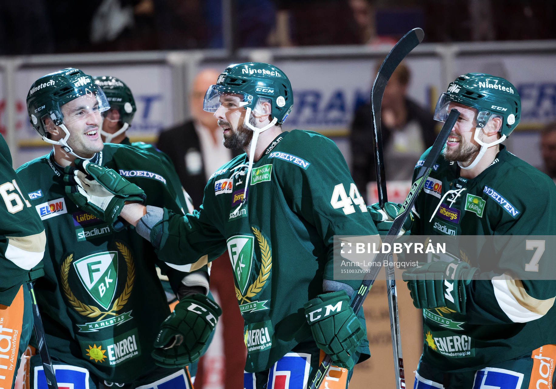 Färjestads Niclas Arell (v), Milan Gulas (m) och Jonas
