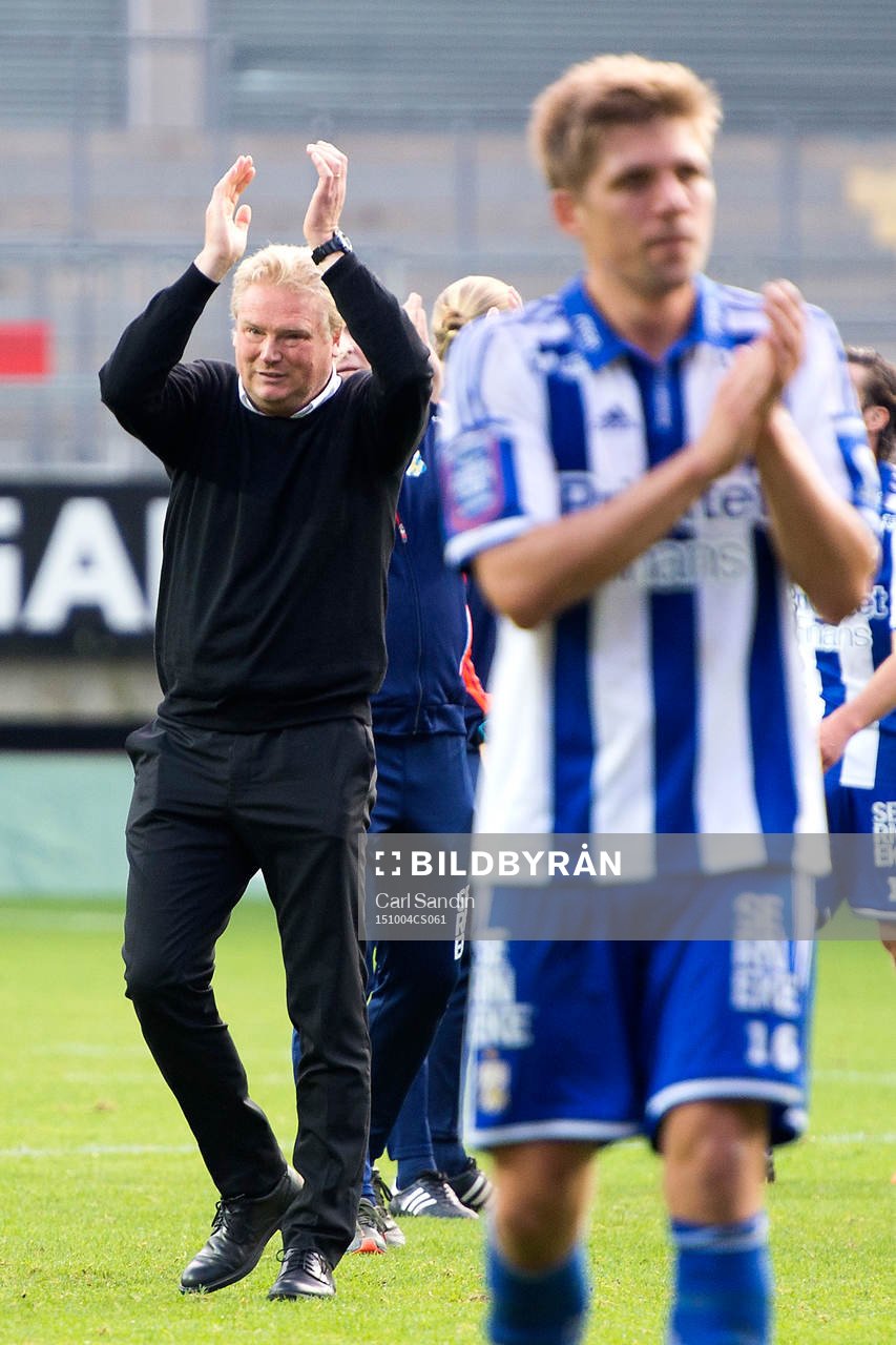 IFK Göteborgs tränare Jörgen Lennartsson tackar publiken