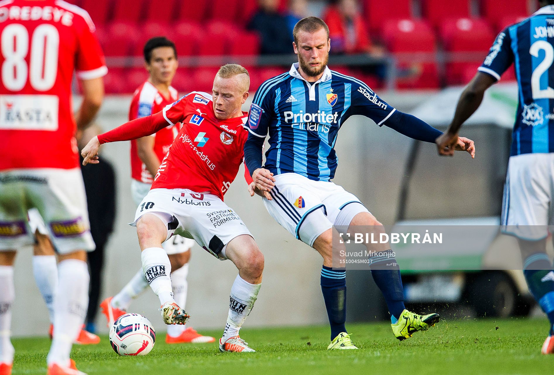 Kalmars Tobias Eriksson och Djurgårdens Alexander Faltsetas
