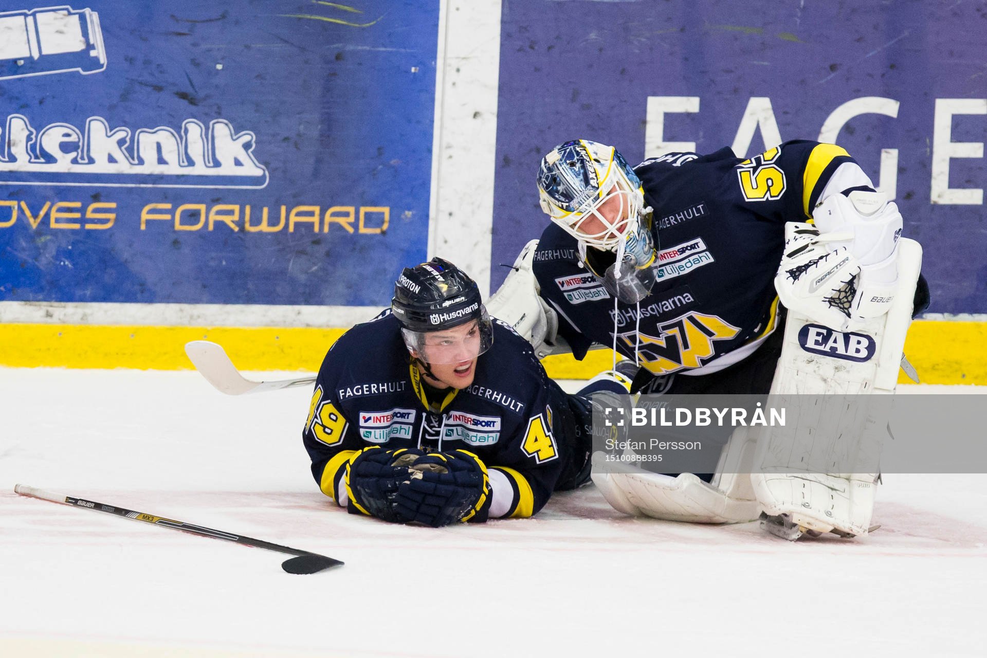 s Axel Eidstedt och målvakt Fredrik Pettersson-Wentzel