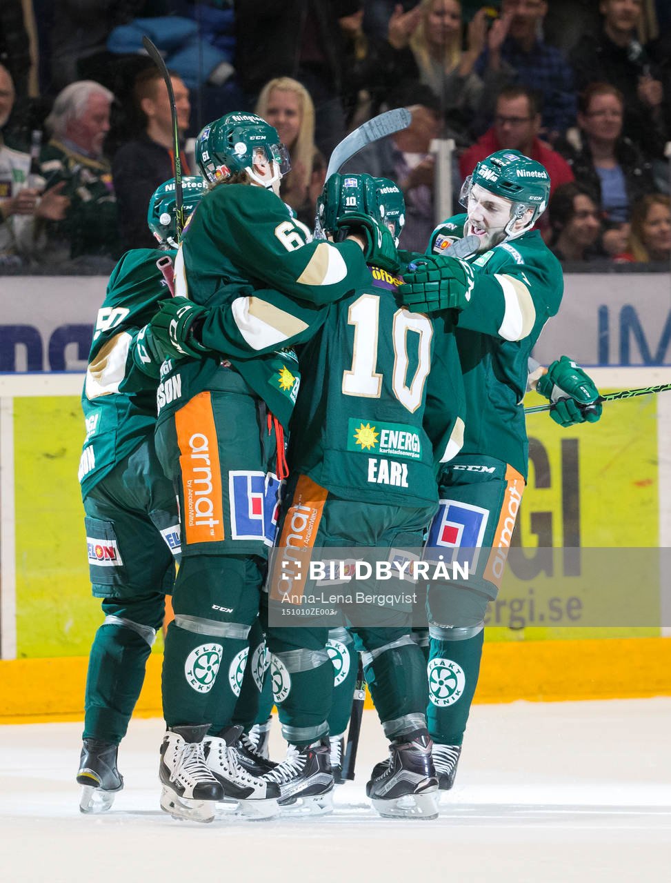 Färjestads Milan Gulas firar mål 1-0