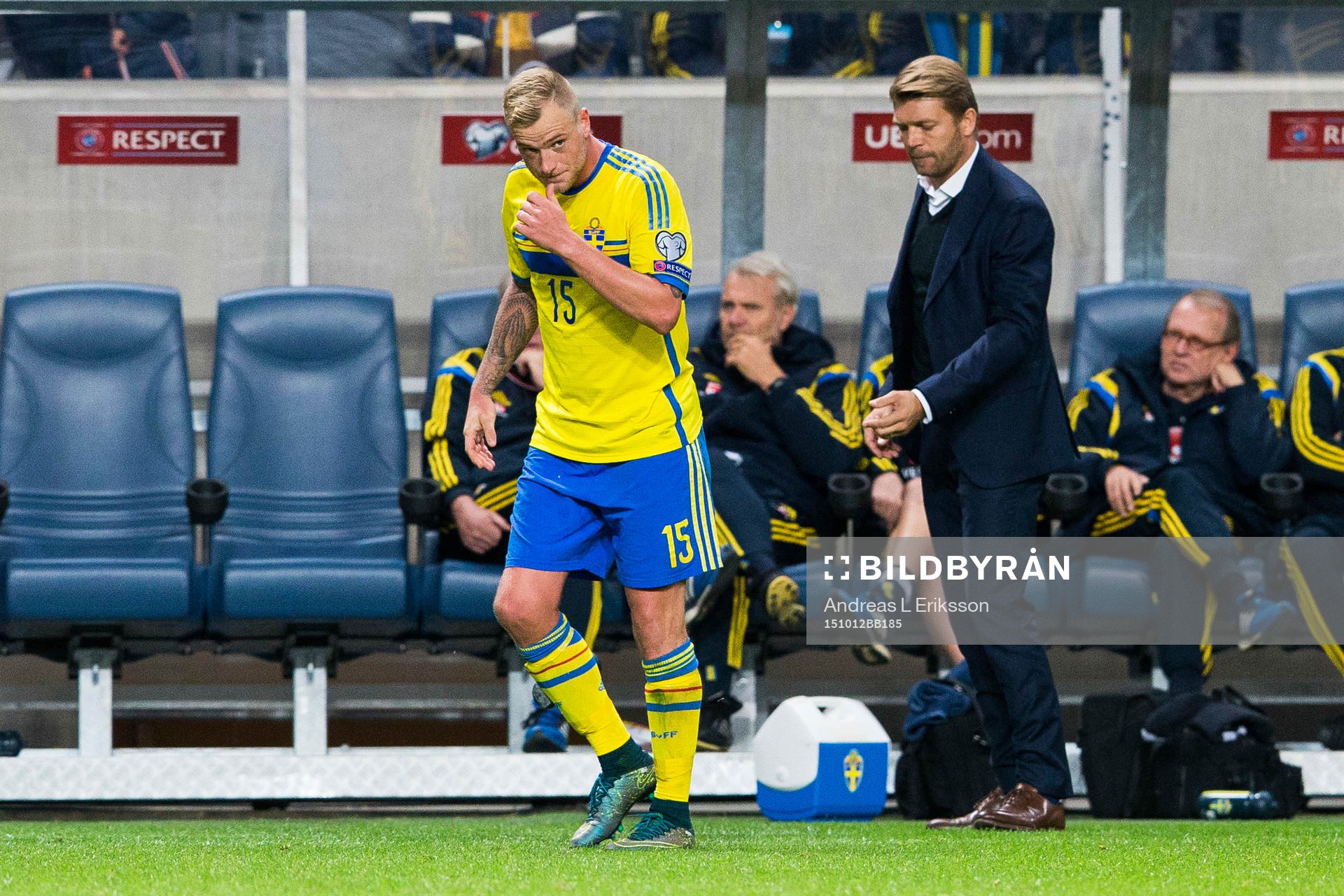 Sveriges John Guidetti och players manager Marcus Allbäck
