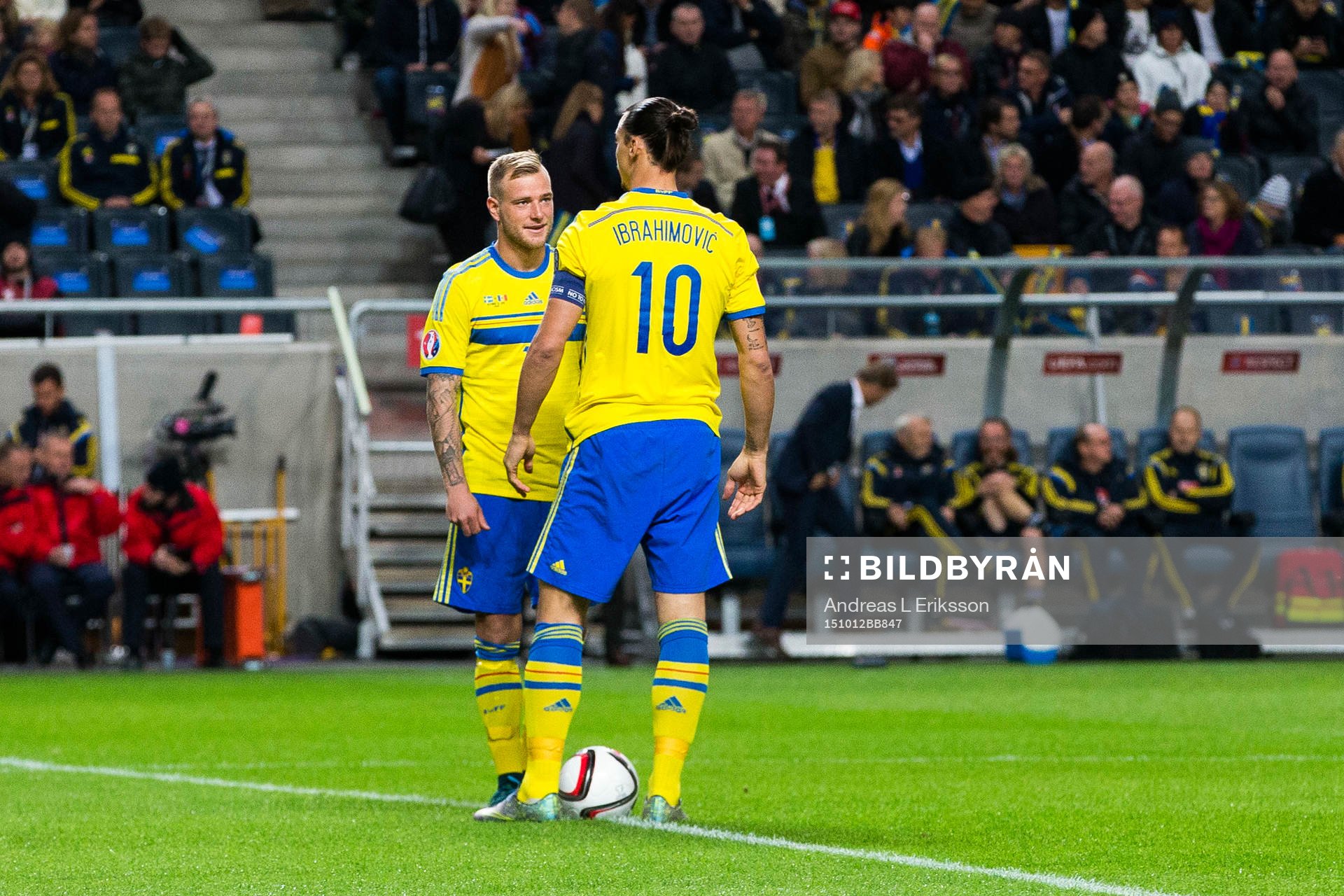 Sveriges John Guidetti och Zlatan Ibrahimovic