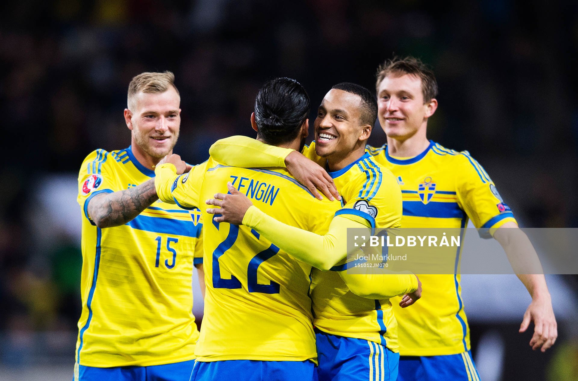 Sveriges John Guidetti, Erkan Zengin, Martin Olsson och Kim
