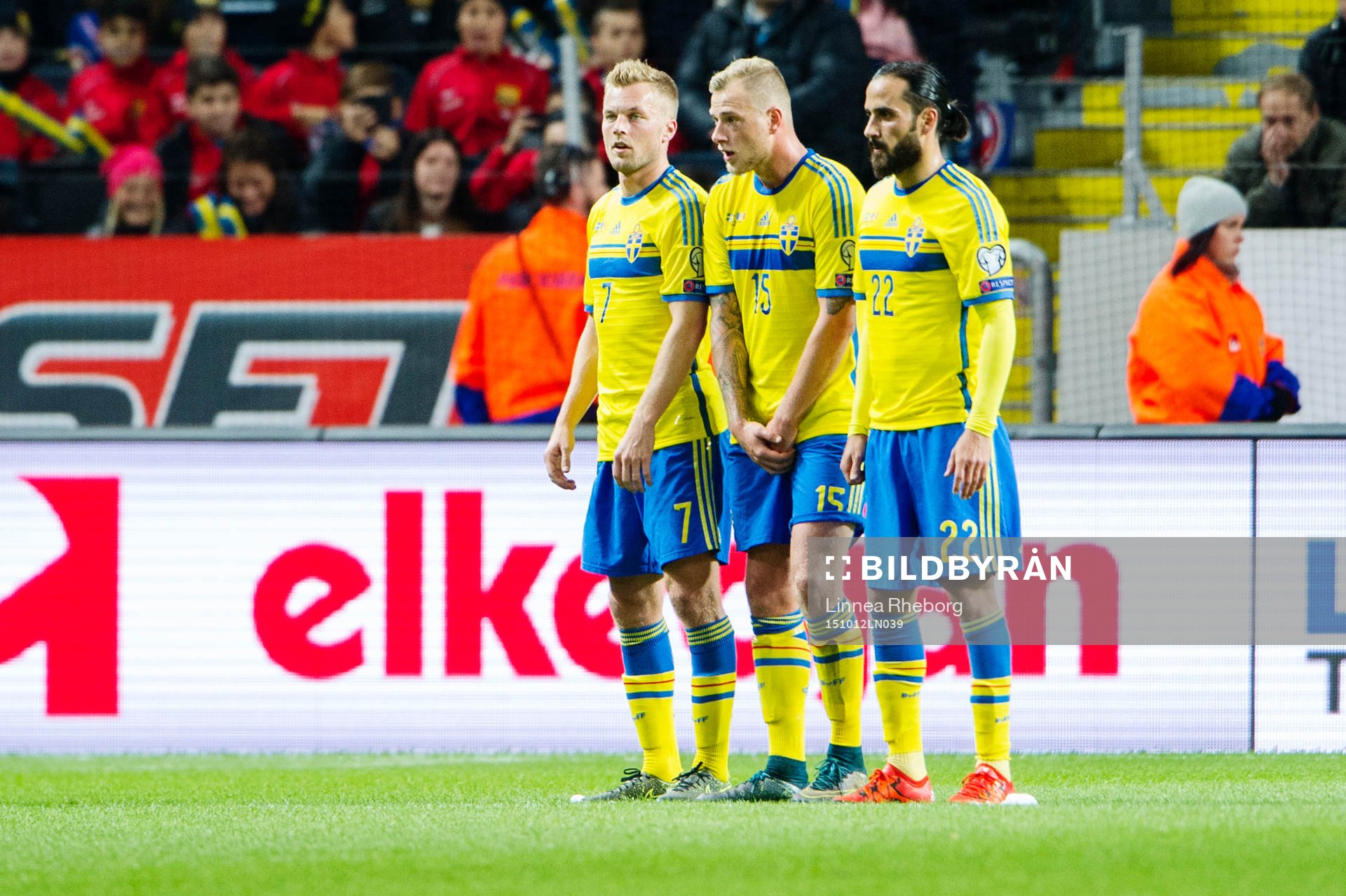 Sveriges Sebastian Larsson, John Guidetti och Erkan Zengin