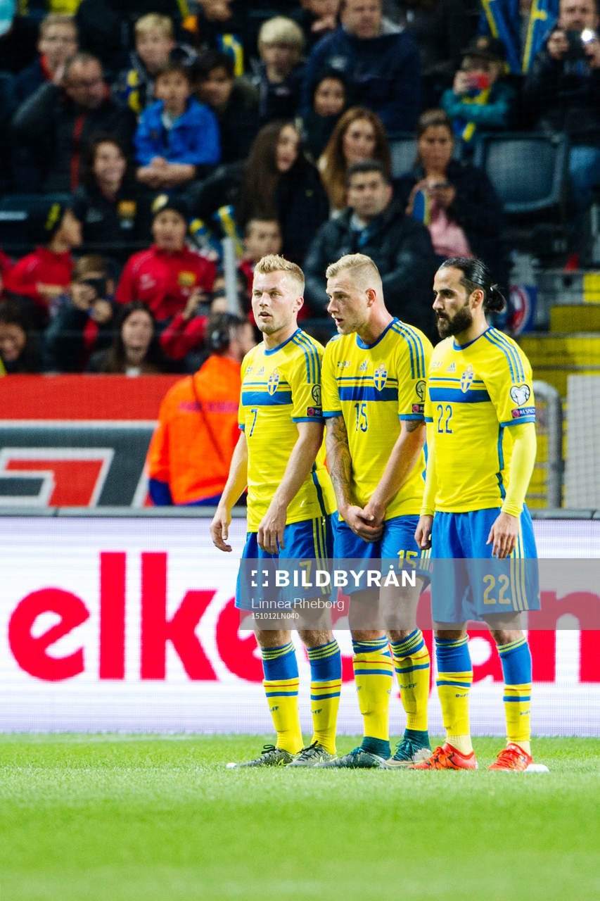 Sveriges Sebastian Larsson, John Guidetti och Erkan Zengin