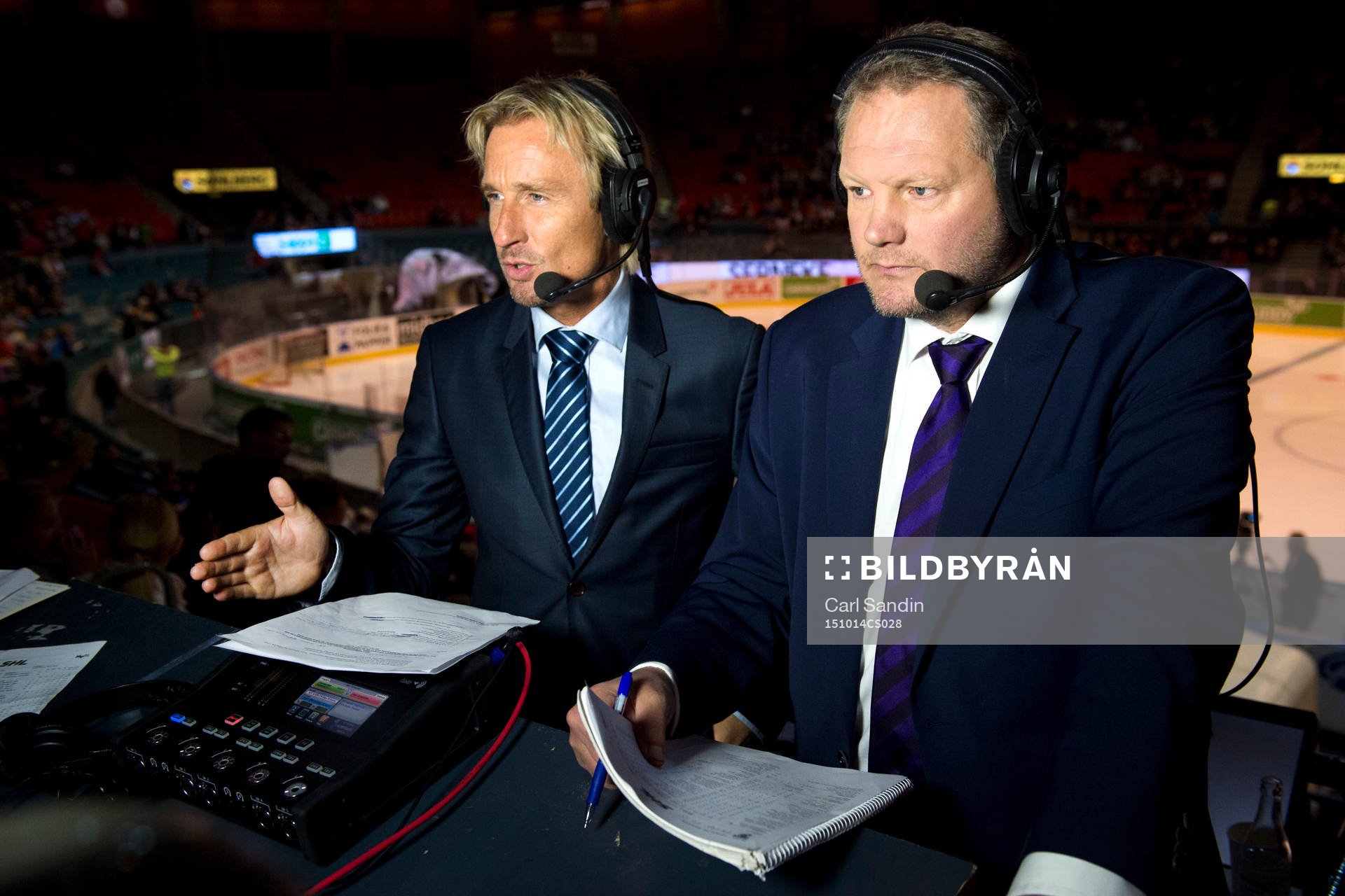 Kommentatorerna Patrik Westberg och Arton Blomsten