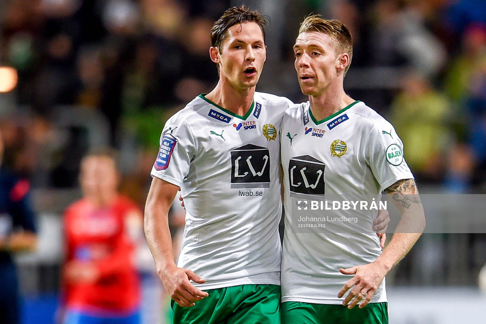 Hammarbys Philip Haglund och Birkir Már Saevarsson jublar