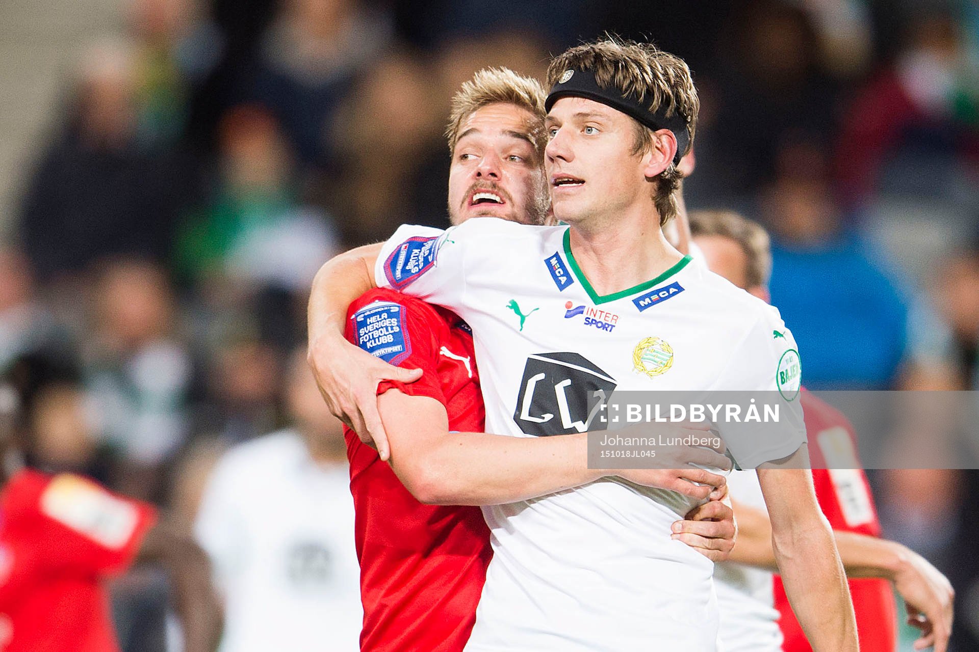 Helsingborgs Johan Mårtensson och Hammarbys Jakob Orlov