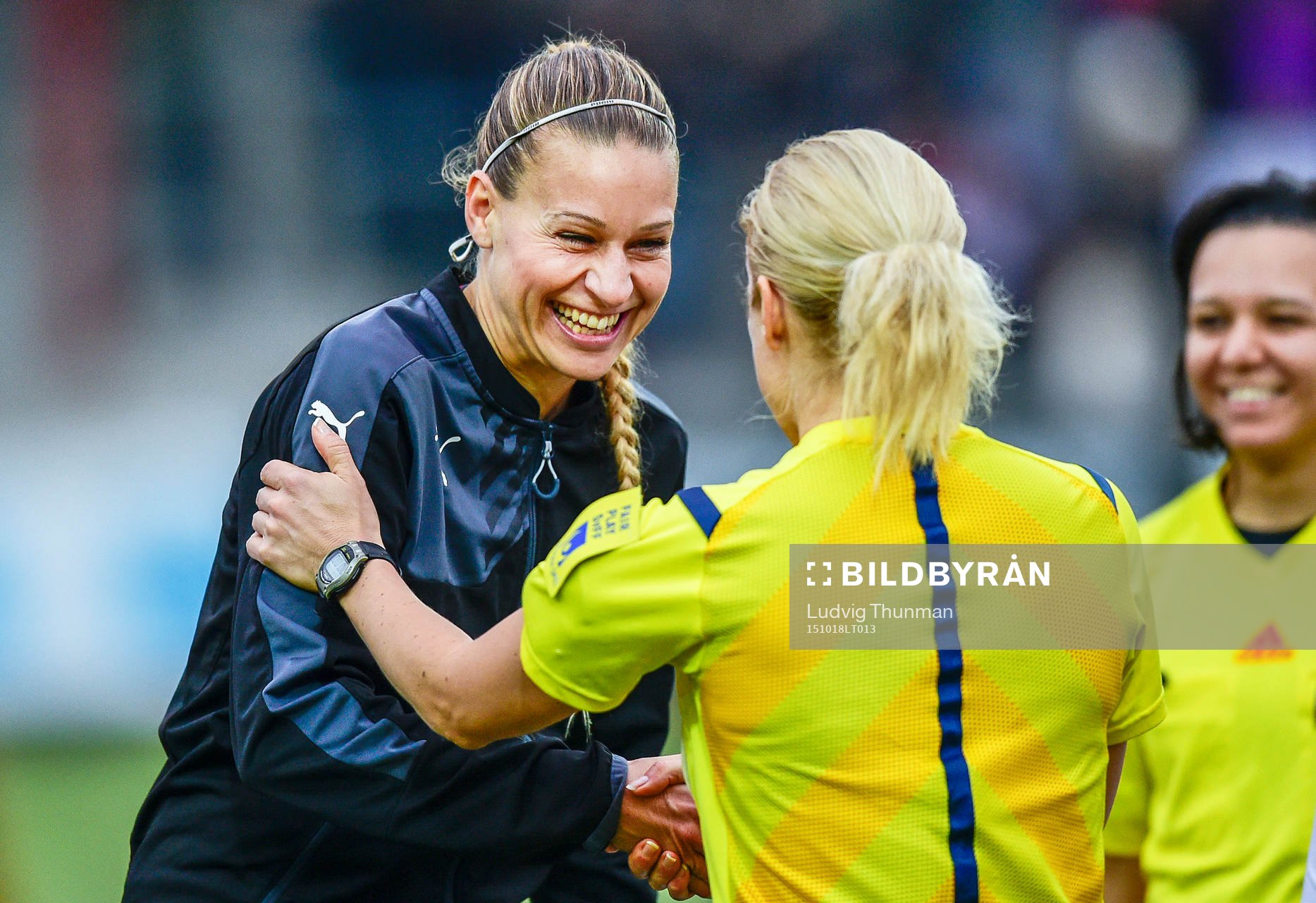 Linköpings Charlotte Rohlin före fotbollsmatchen i