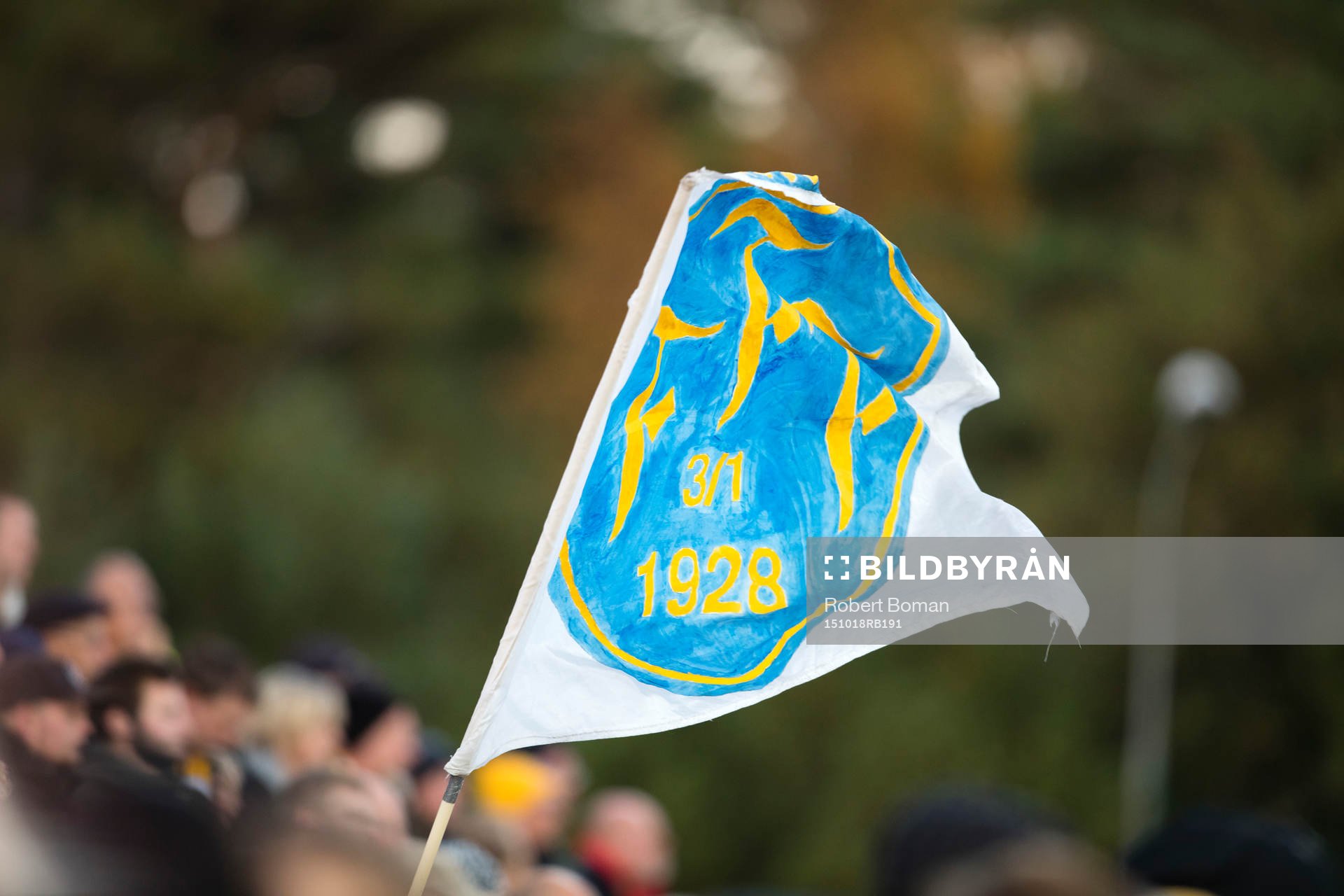 Falkenbergs logga på en flagga