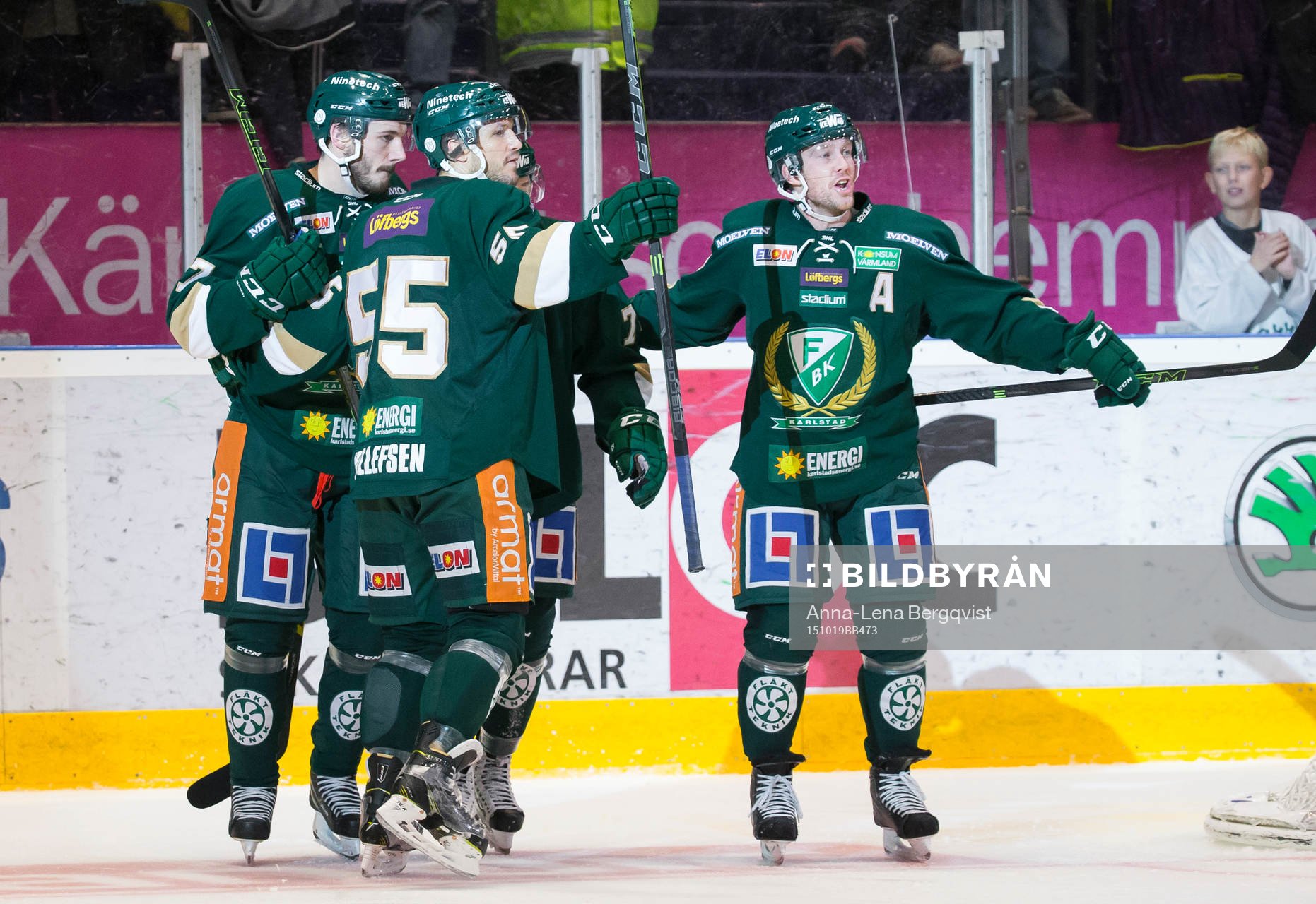 Färjestads John Persson (v), Ole-Kristian Tollefsen och