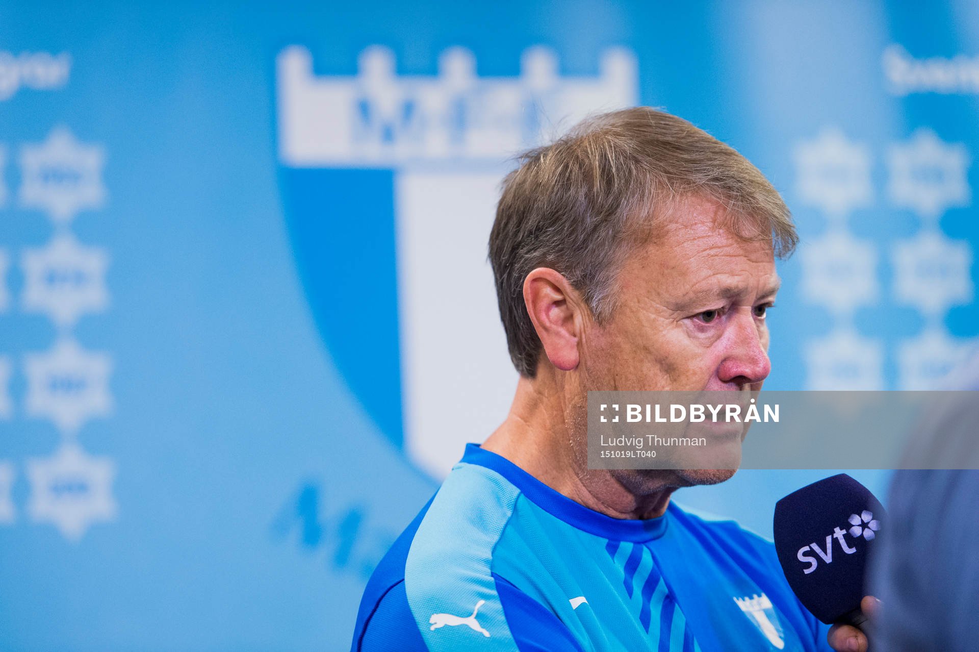 Malmös tränare Åge Hareide under en träning och pressträff med Malmö FF den 19 oktober 2015 i Malmö. 