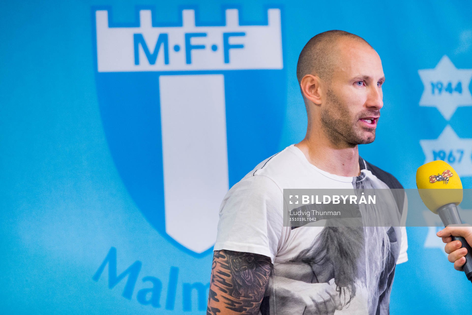Malmös målvakt Johan Wiland under en träning och pressträff med Malmö FF den 19 oktober 2015 i Malmö. 