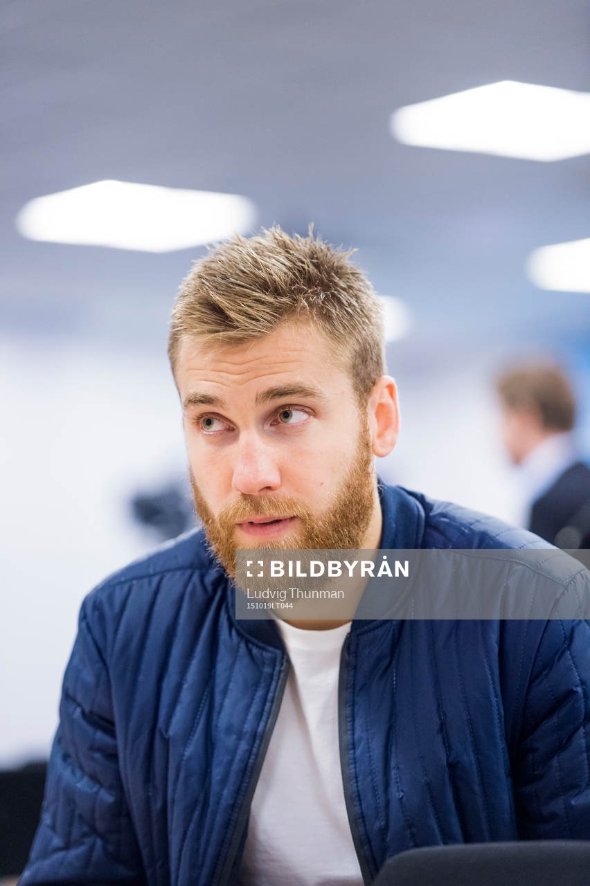 Malmös Rasmus Bengtsson under en träning och pressträff med Malmö FF den 19 oktober 2015 i Malmö. 