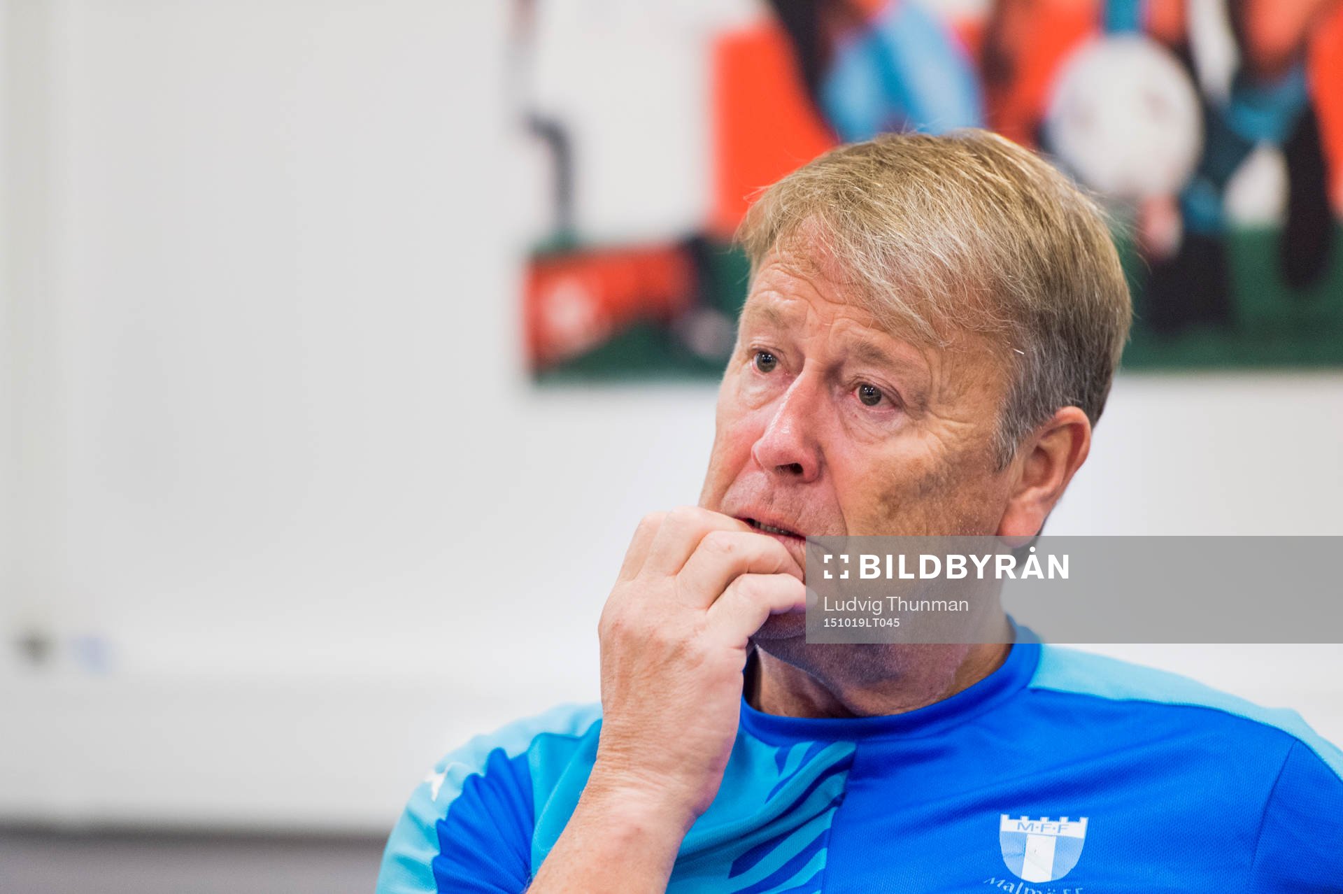 Malmös tränare Åge Hareide under en träning och pressträff med Malmö FF den 19 oktober 2015 i Malmö. 
