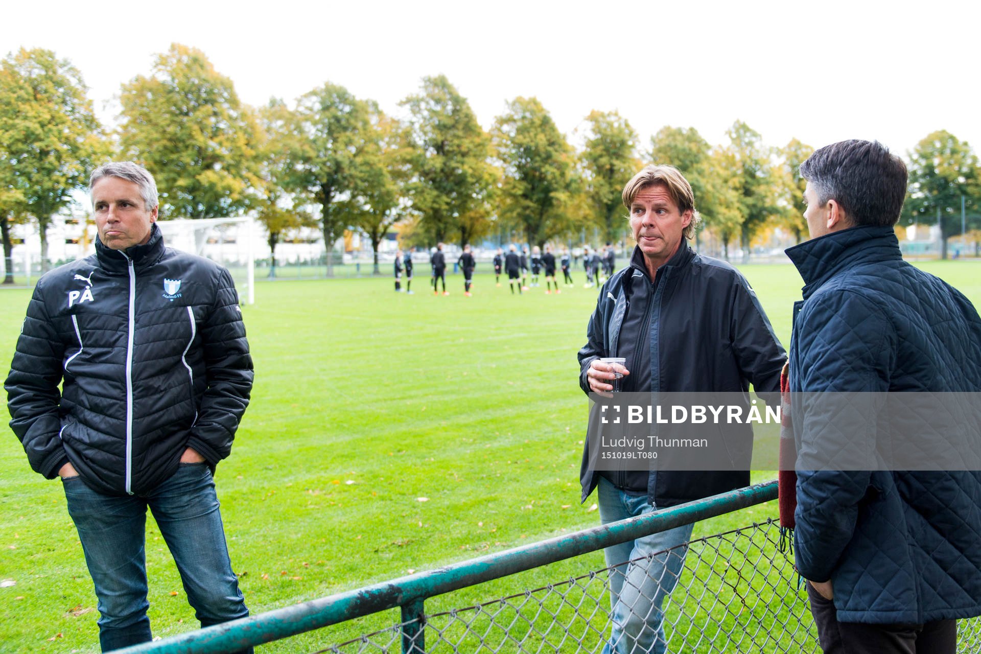 Malmö FFs Per Ågren, fd spelaren Jonas Wirmola och VD