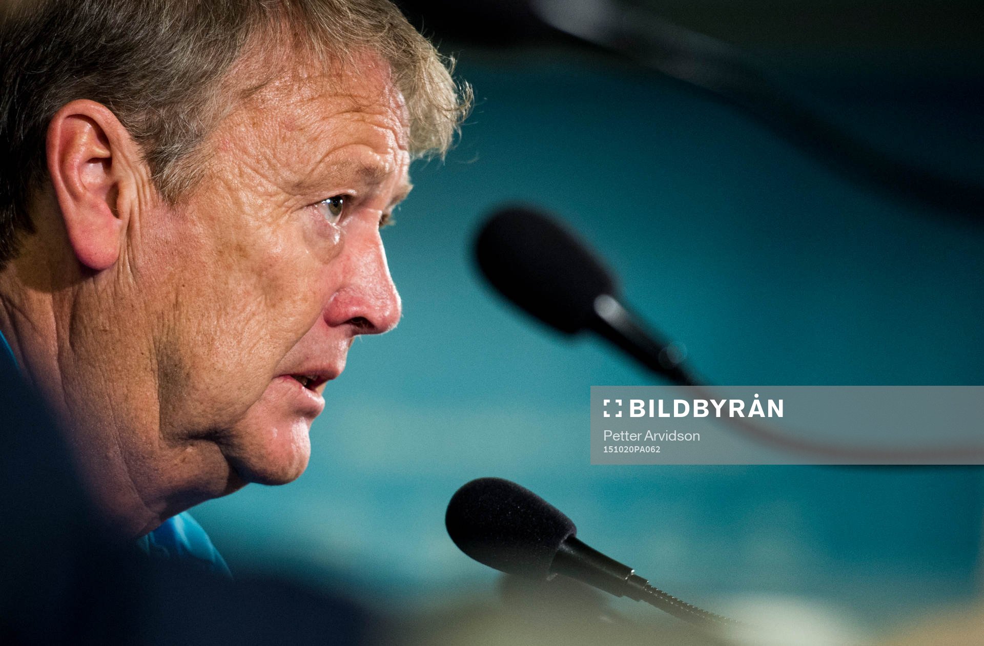 Malmös tränare Åge Hareide under en presskonferens inför Champions League den 20 oktober 2015 i Malmö.